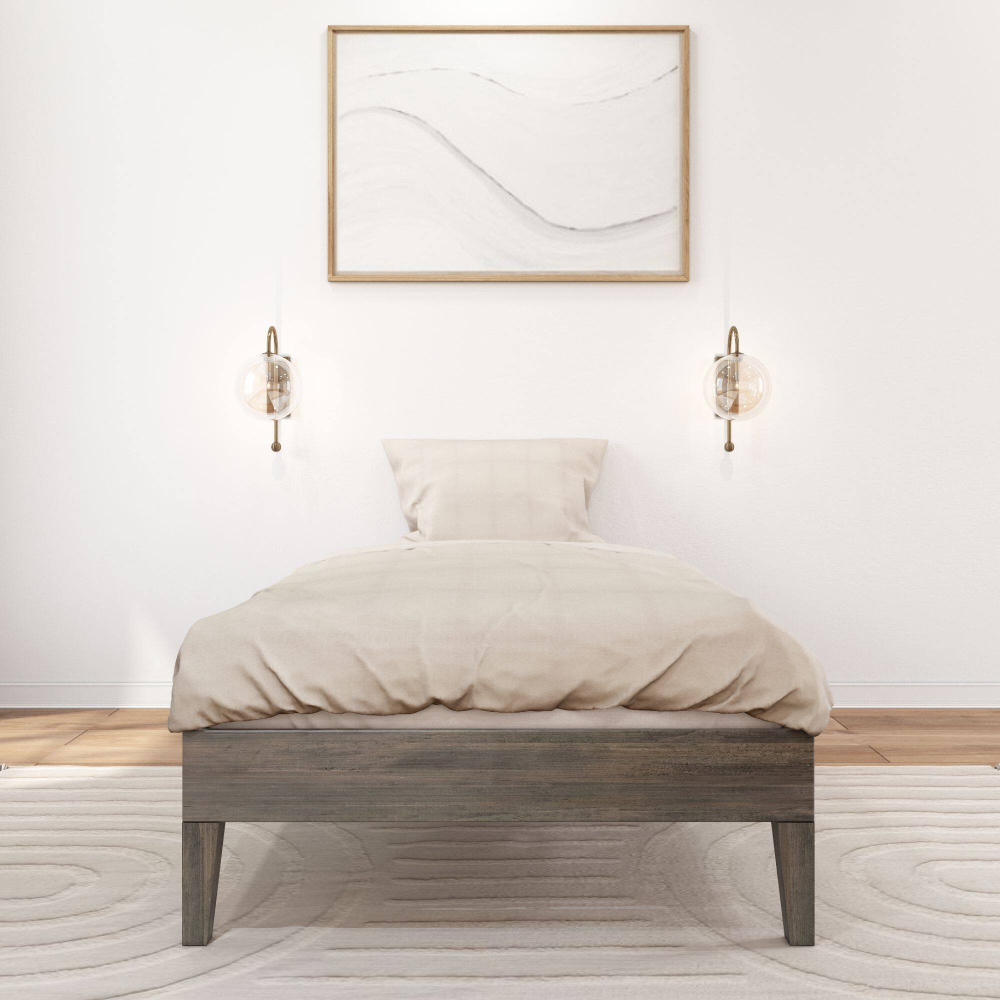 Alt View 1. Plank+Beam - Twin-Size Platform Bed, Driftwood - Driftwood.