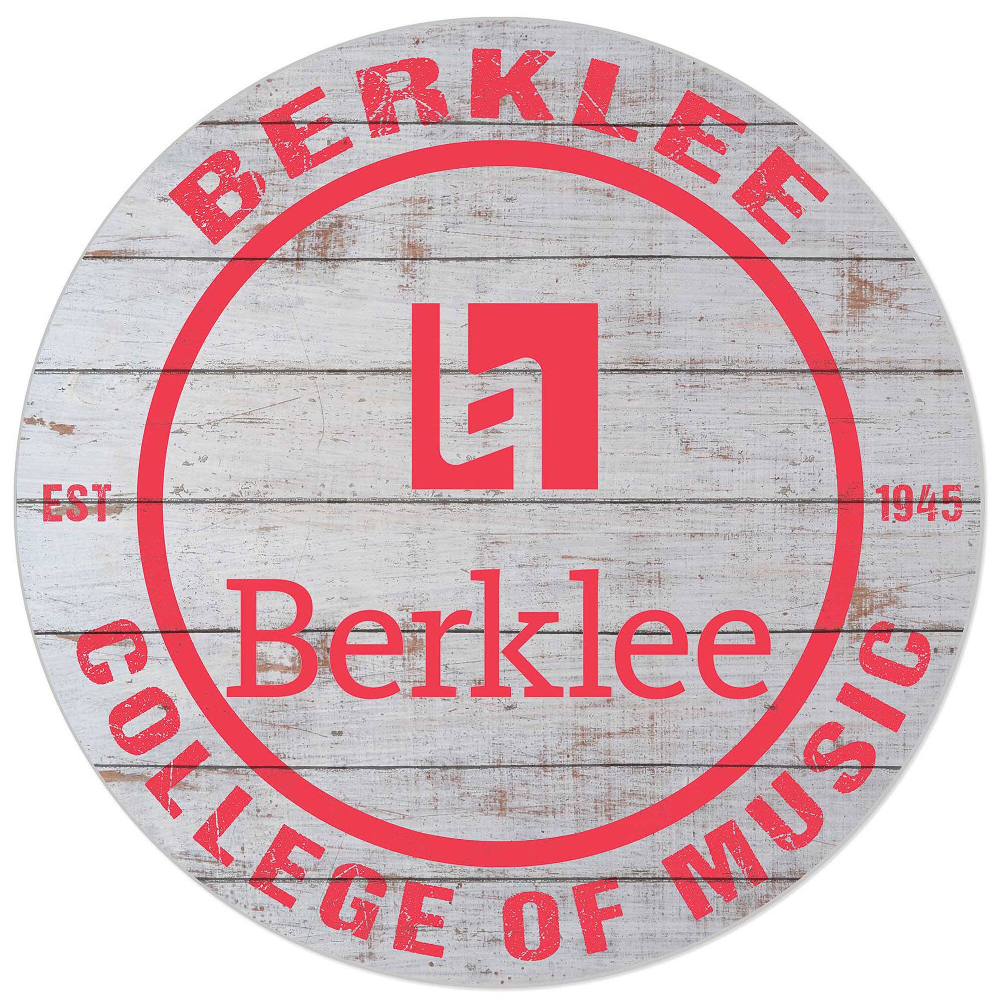 White Berklee College of Music 20'' x 20'' Indoor/Outdoor Weathered Circle Sign