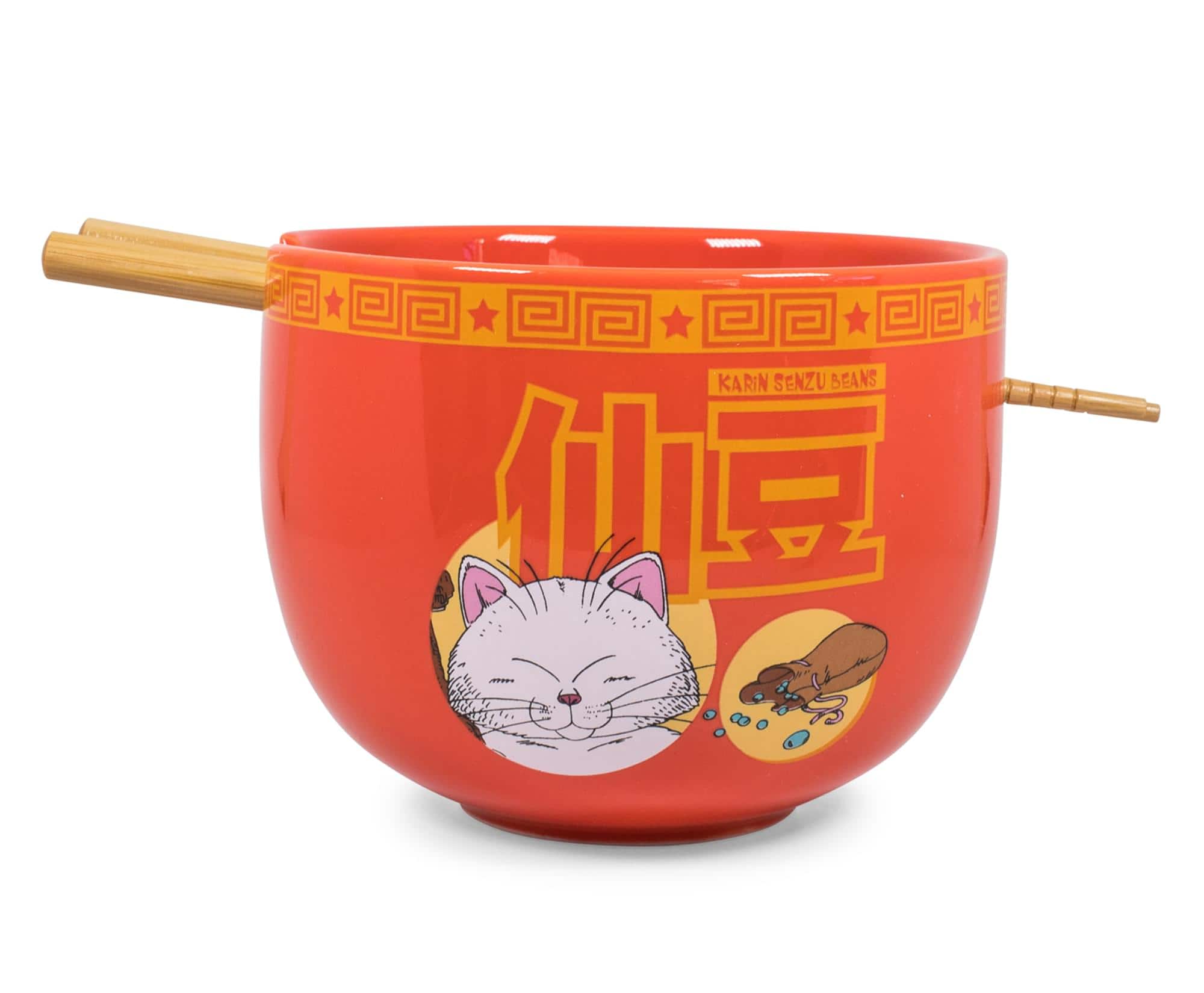 Just Funky - Dragon Ball Z Karin Japanese Dinnerware Set | 16-Ounce Ramen Bowl and Chopsticks - Red