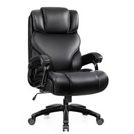 KERDOM - Big Office Leather Chair Computer Desk Chair for Heavy People, 500lbs Capacity Swivel Boss PC Chair Ergonomic High Back - Black