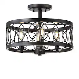 Jonathan Y - Sylvain 15.5" Metal LED Semi-Flush Mount, Oil Rubbed Bronze - Oil-Rubbed Bronze