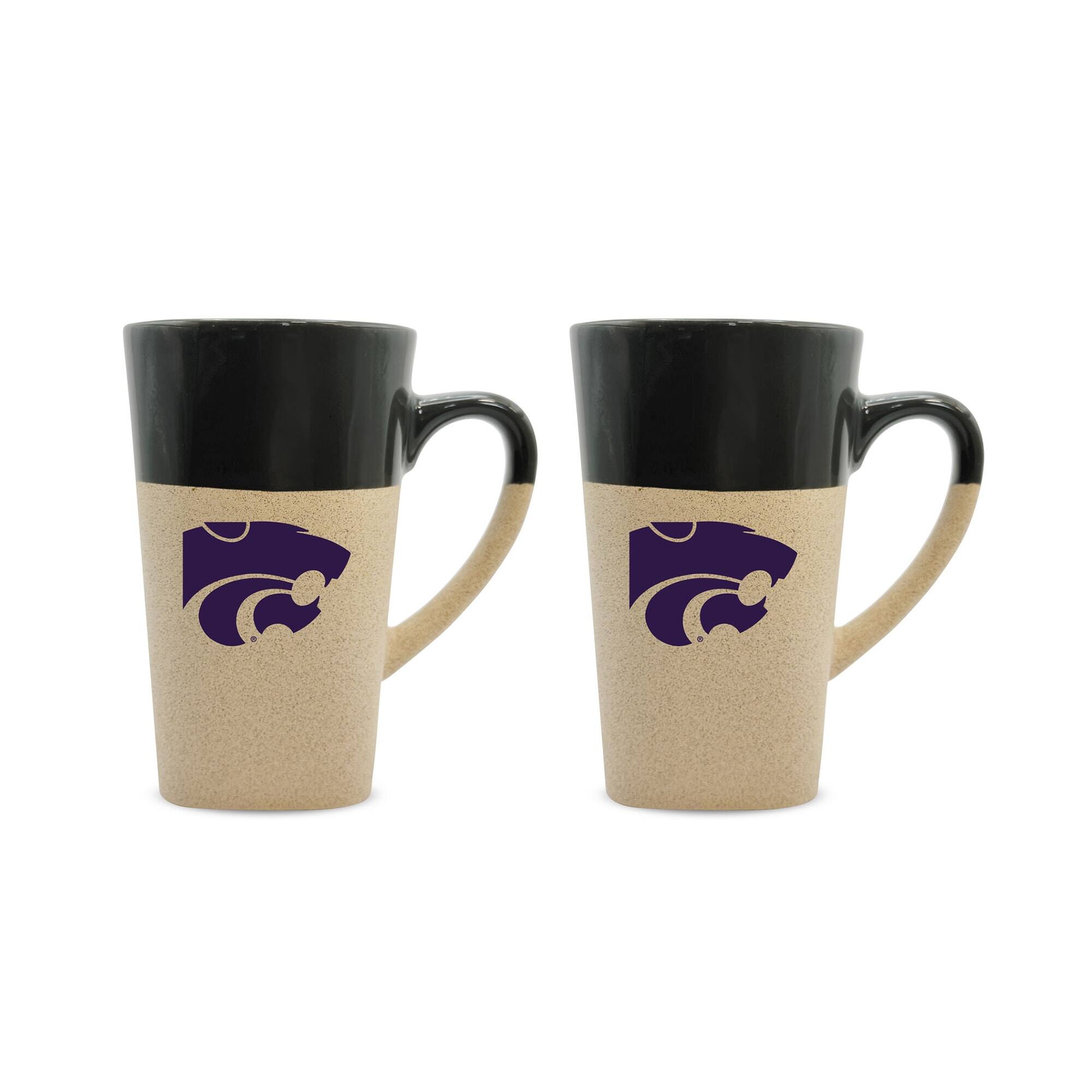 Front. The Fanatic Group - Kansas State Wildcats 16oz. Two-Pack Ceramic Mug Set - Black.