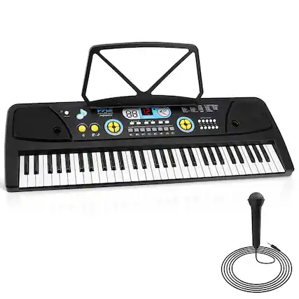 Front. Pyle - Pyle Digital Karaoke Piano Keyboard – 61-Key Portable Electric Keyboard with Rechargeable Battery & Wired Microphone.