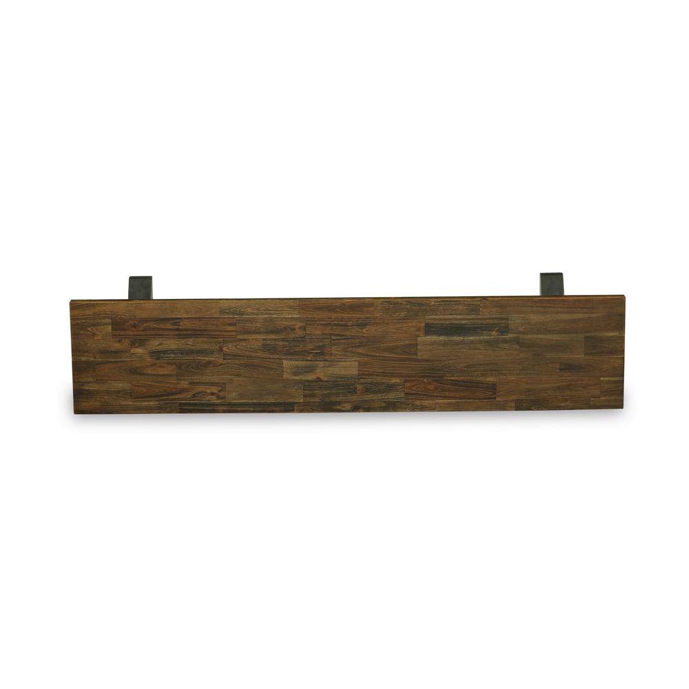 Angle. East West Furniture - V-Style Modern Dining Table Bench with Wood Seat - Brown.