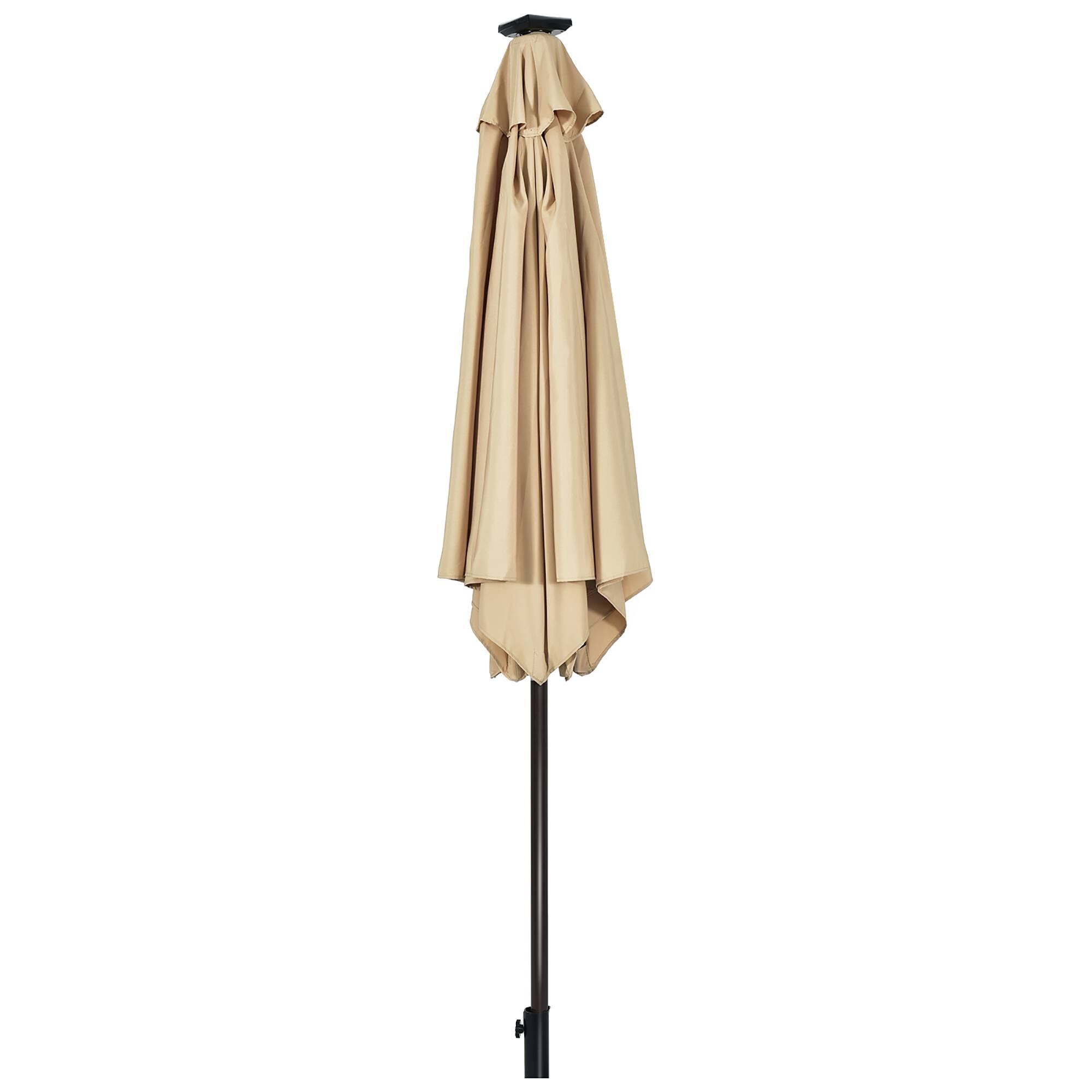 Alt View 2. Costway - 9' Solar LED Lighted Patio Market Umbrella Tilt Adjustment Crank Lift - Beige.