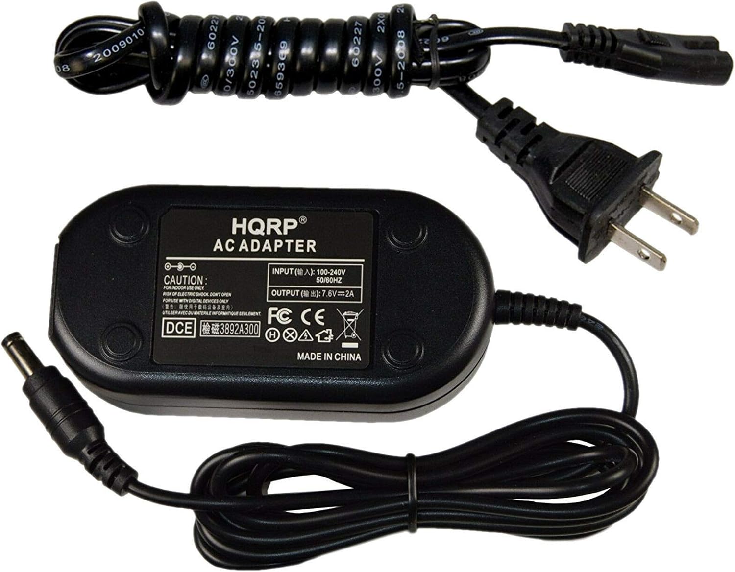 2009010 08 0V 6022 5-20 0/300V 5023 659349 60227 2X0 300V 2 5-2008 2 HQRP AC ADAPTER INPUT (100-240V CAUTION 50/60HZ FOR NOOOR -e ONLY SNOOK DON'T OPEN OUTPUT (7.6V=2A) NNTERLE INFORMATIQUE SULEMENT FC CE DCE 3892A300 H X MADE IN CHINA