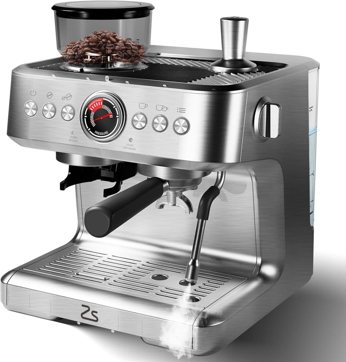 GARVEE - 20Bar Semi-Automatic Espresso Machine Espresso Coffee Maker With Grinder for Home Baristas 2.8L Water Tank - BALCK