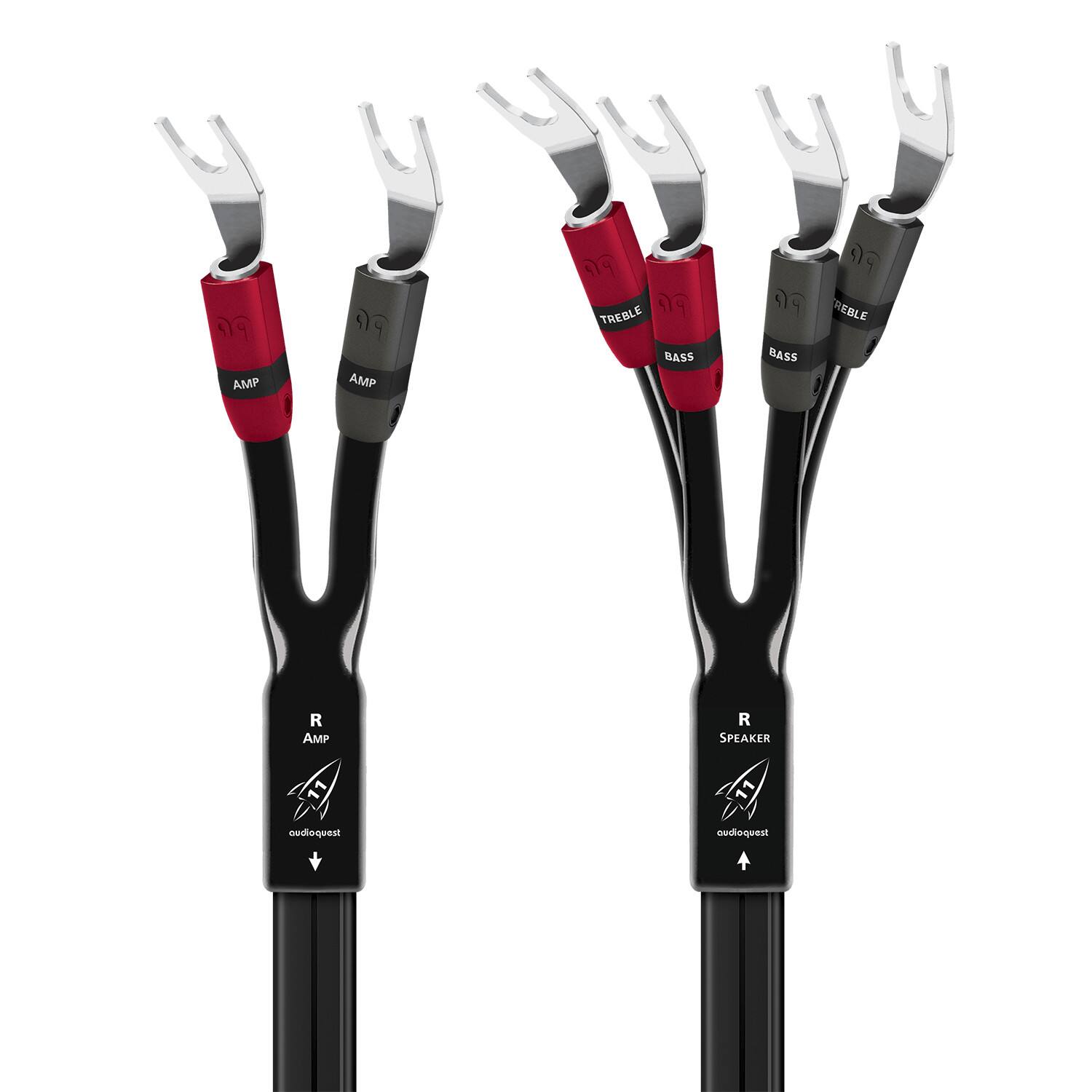 The image shows a set of four black cords with red and white ends. The cords are labeled with the letters "R" and "A" on them, indicating that they are speaker cords. The cords are arranged in a row, with each cord being slightly longer than the previous one. The cords are designed to connect to an amplifier and speakers, providing a secure and efficient connection for audio transmission.