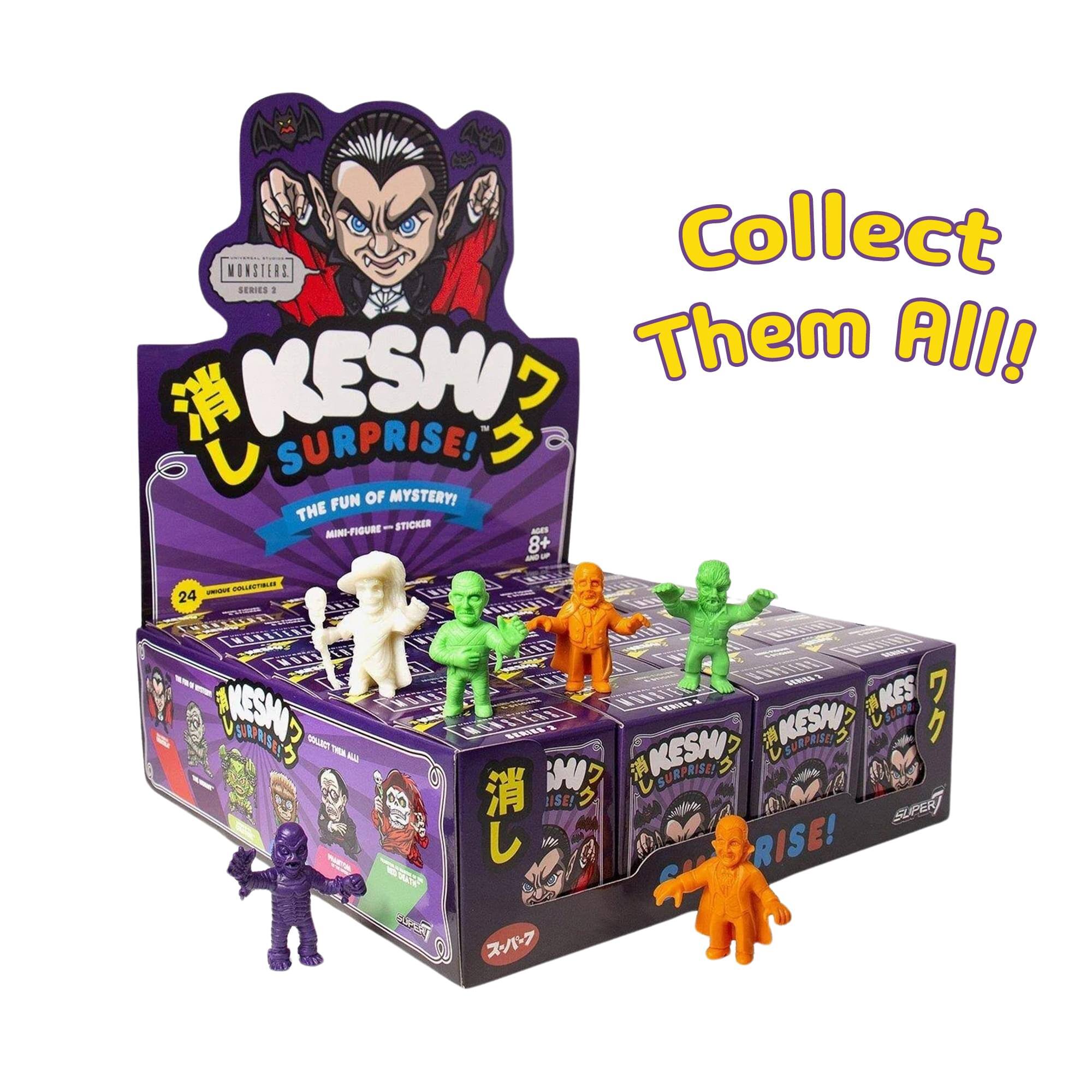 **KESHI SURPRISE!**  
**THE FUN OF MYSTERY!**  
**MINI-FIGURE + STICKER**  
**24 UNIQUE COLLECTIBLES**  

**Collect Them All!**  

**MONSTERS**  
**SERIES 2**  

**SUPER**