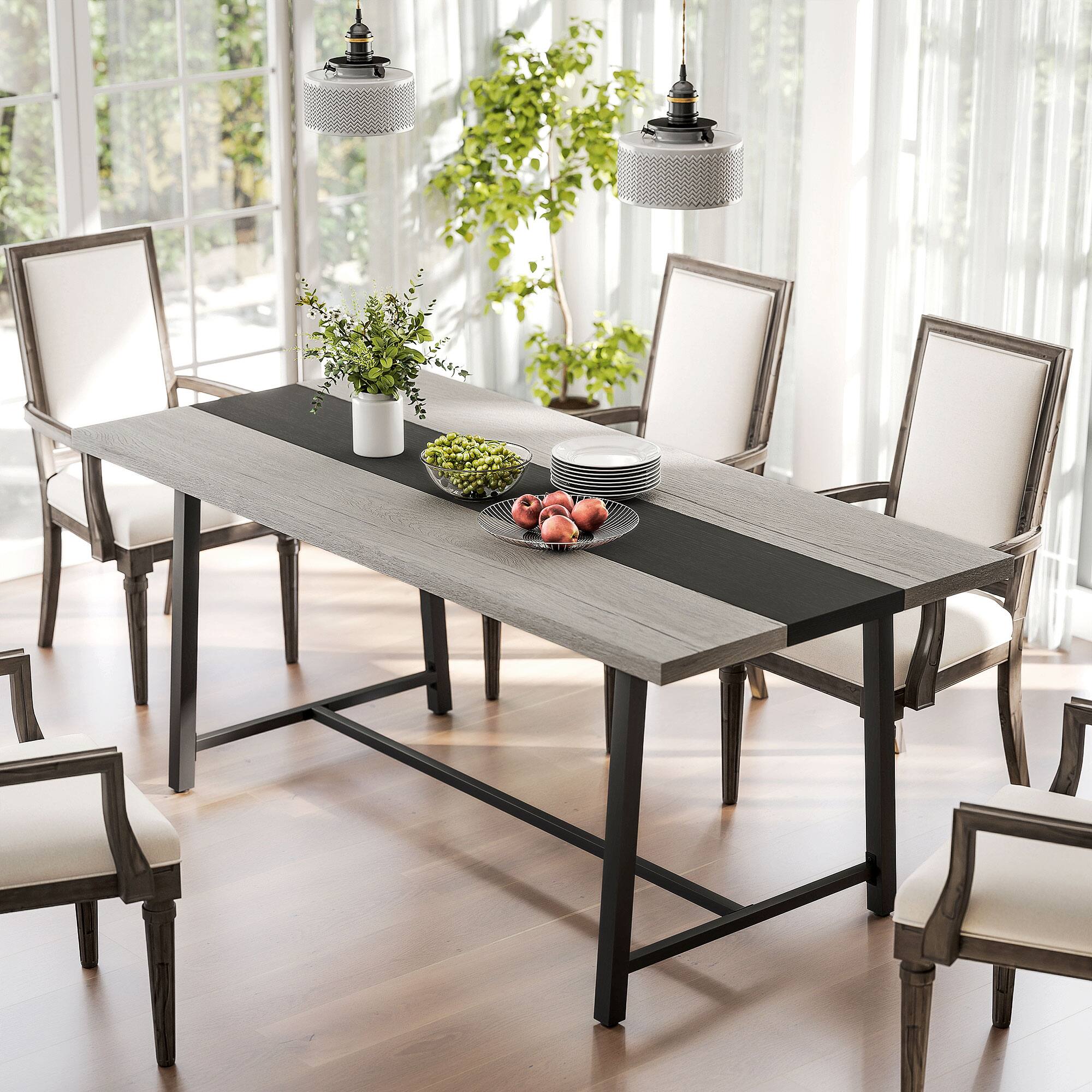 Alt View 1. Homcom - Kitchen Table for 8 People - Distressed Gray.
