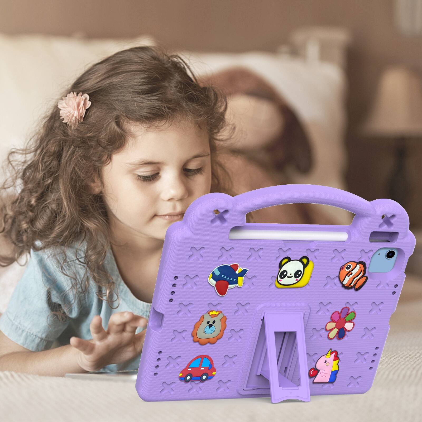 Alt View 3. UUCOVER - Kids Case for iPad (A16) 11-inch 2025 /iPad 10th Gen 10.9" 2022,Shockproof EVA Case Handle Adjustable Stand Cover - Purple.