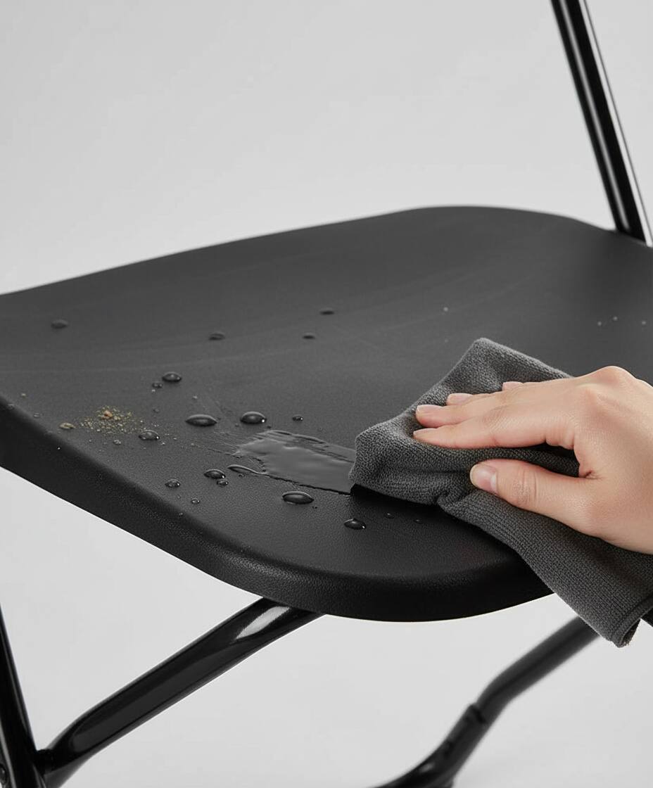 Back. AOITUN - Folding Chair 4 Pack Plastic Foldable with Sturdy Frame for Daily Use - Black.