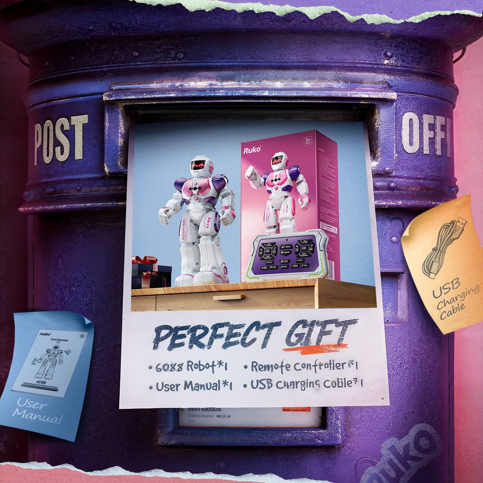 POST Ruko AR OFFI

PERFECT GIFT
- 6088 Robot*1
- User Manual*1
- Remote Controller*1
- USB Charging Cable*1

USB Charging Cable

User Manual