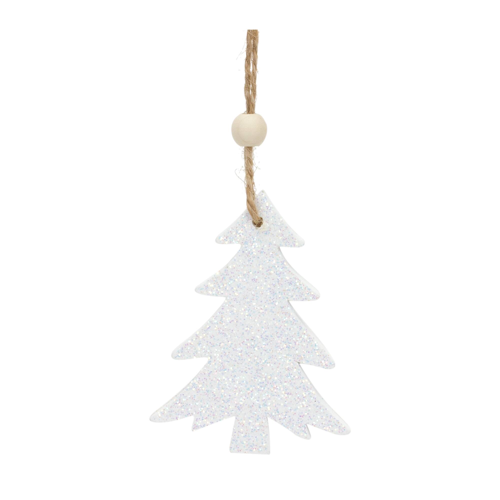 Alt View 2. BreeBe - Wood Tree Tag Ornament with Beaded Hanger (Set of 9) - White.