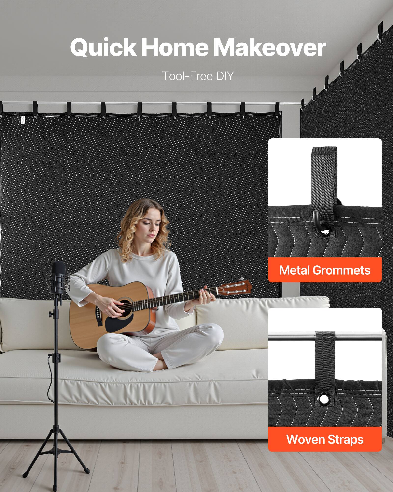 Quick Home Makeover  
Tool-Free DIY  
Metal Grommets  
Woven Straps