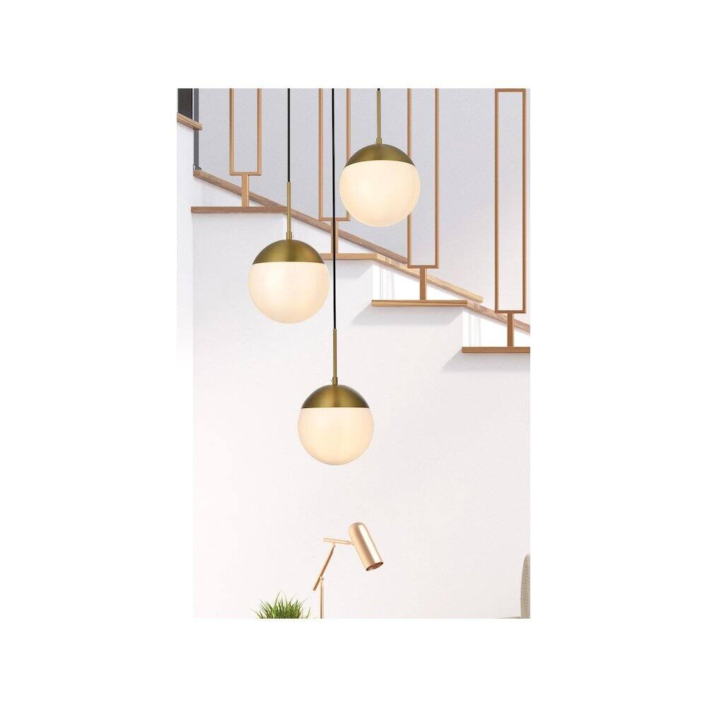 Alt View 5. Living District - Eclipse 18 Inch Pendant Frosted White Shade in Satin Gold - Satin Gold And Frosted White.