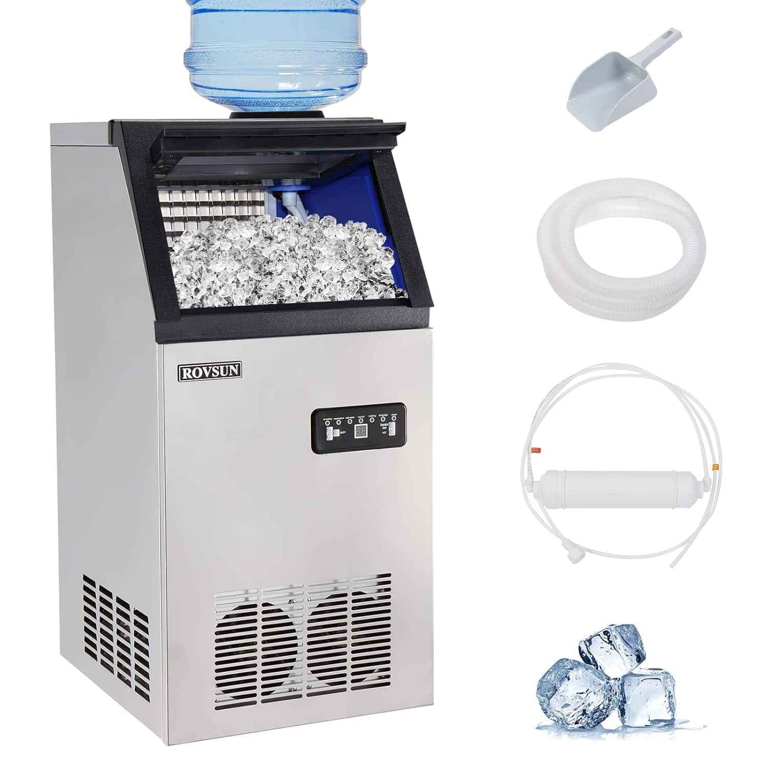 Winado - 150LB/24h Built-In Commercial Ice Cube Maker Machines Frozen Drink Bar Catering - Silver