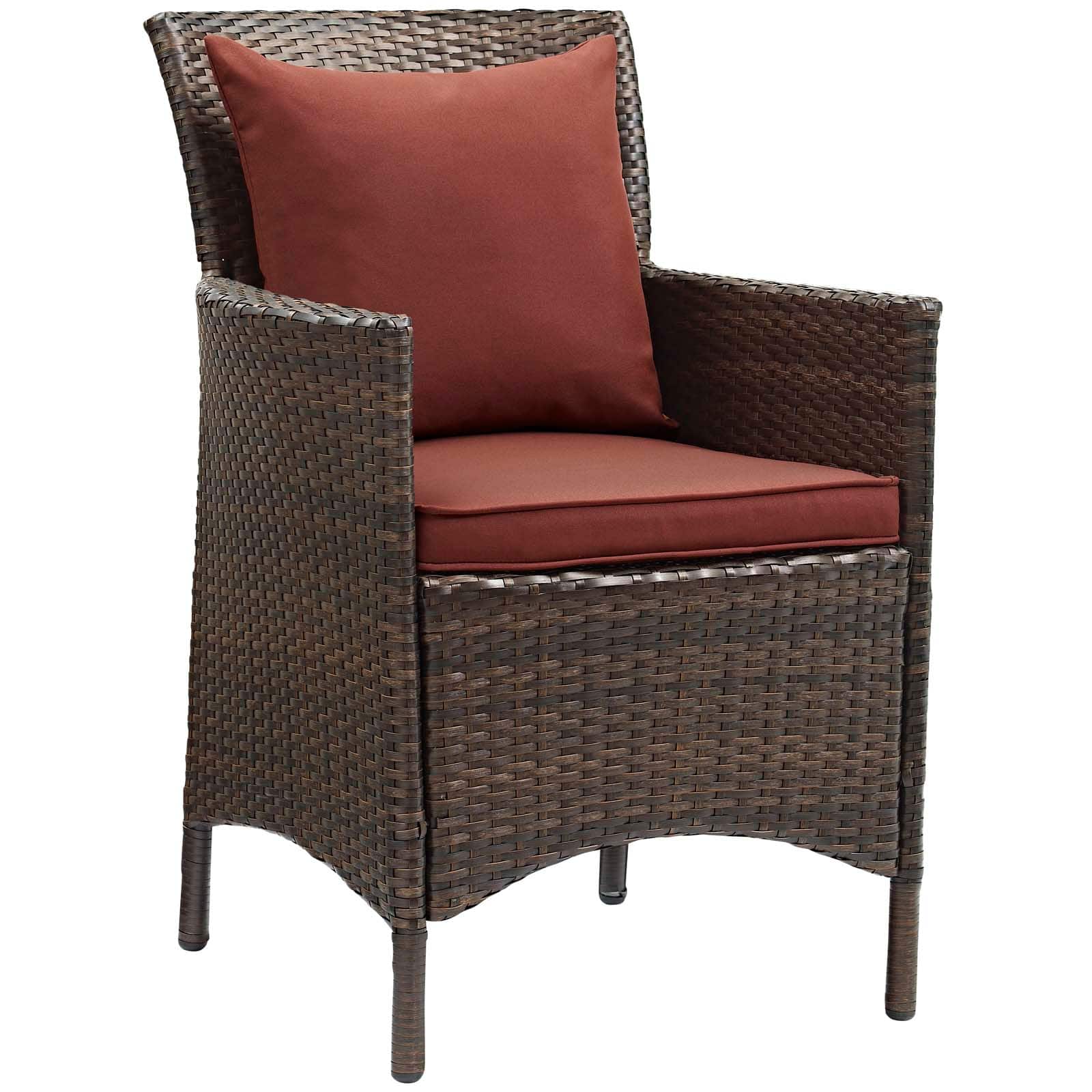 Conduit Outdoor Wicker Rattan Dining Armchair by Modway - Brown Currant