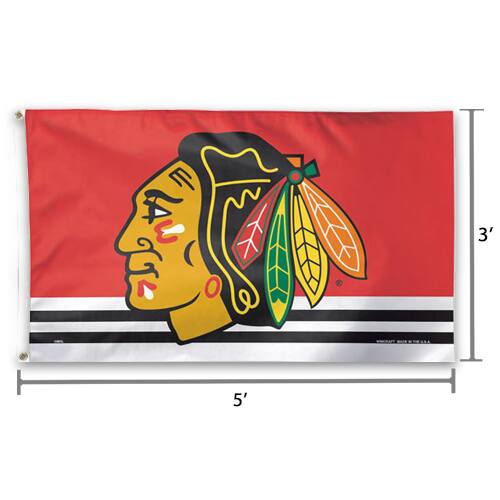 Alt View 1. WinCraft - Chicago Blackhawks Primary Logo 3' x 5' Deluxe Flag - Multicolor.