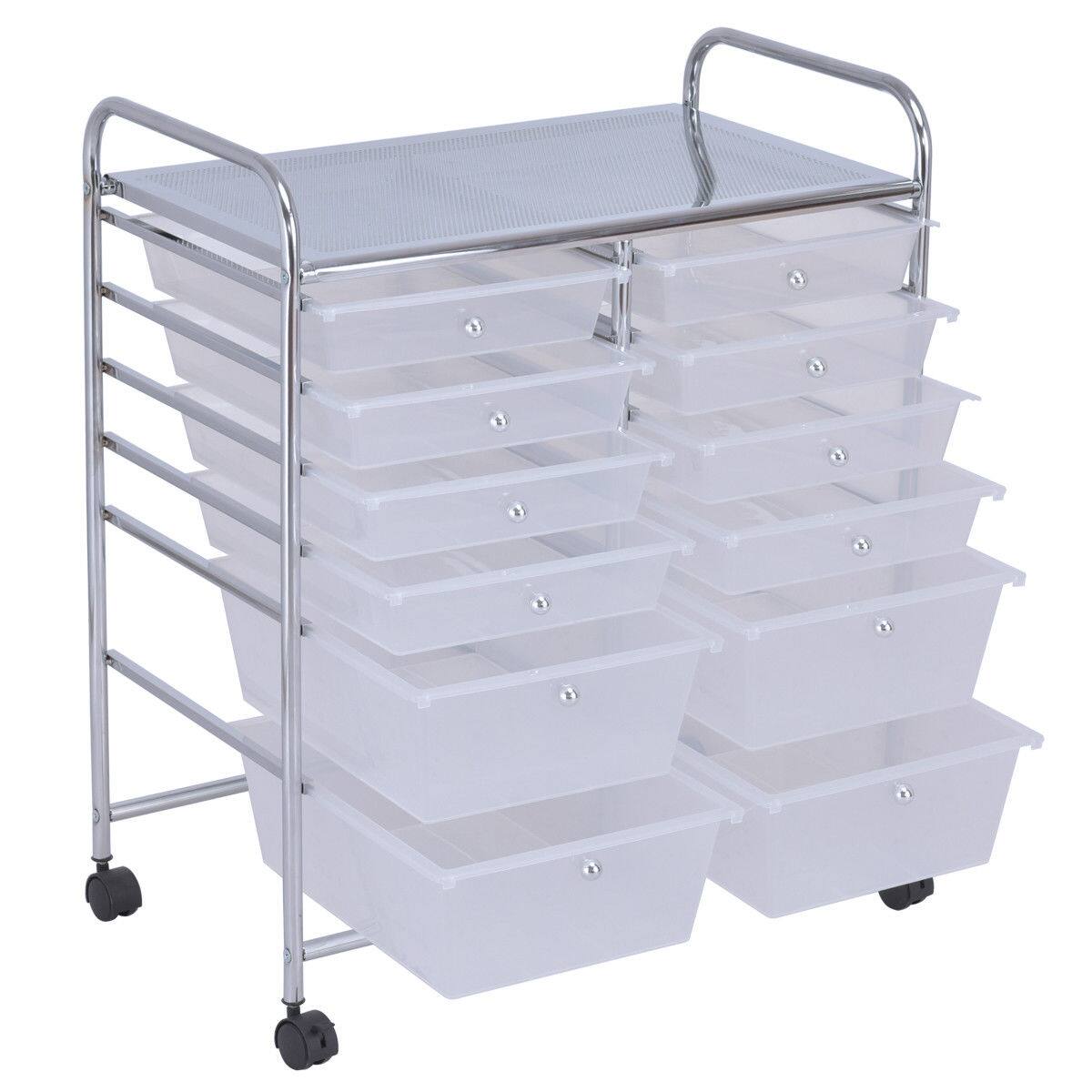 Alt View 5. Sugift - 12 Storage Drawer Organizer Bins Rolling Cart - White.