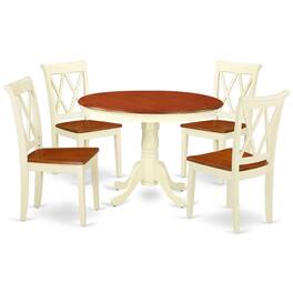 East West Furniture - Dining Room Set Buttermilk & Cherry - Brown