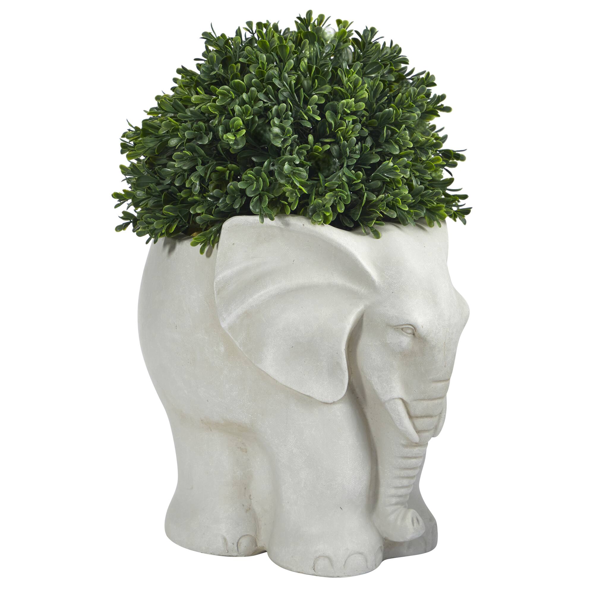 Left. BreeBe - 16" Boxwood Topiary Plant in Planter UV (Indoor/Outdoor) - Green.
