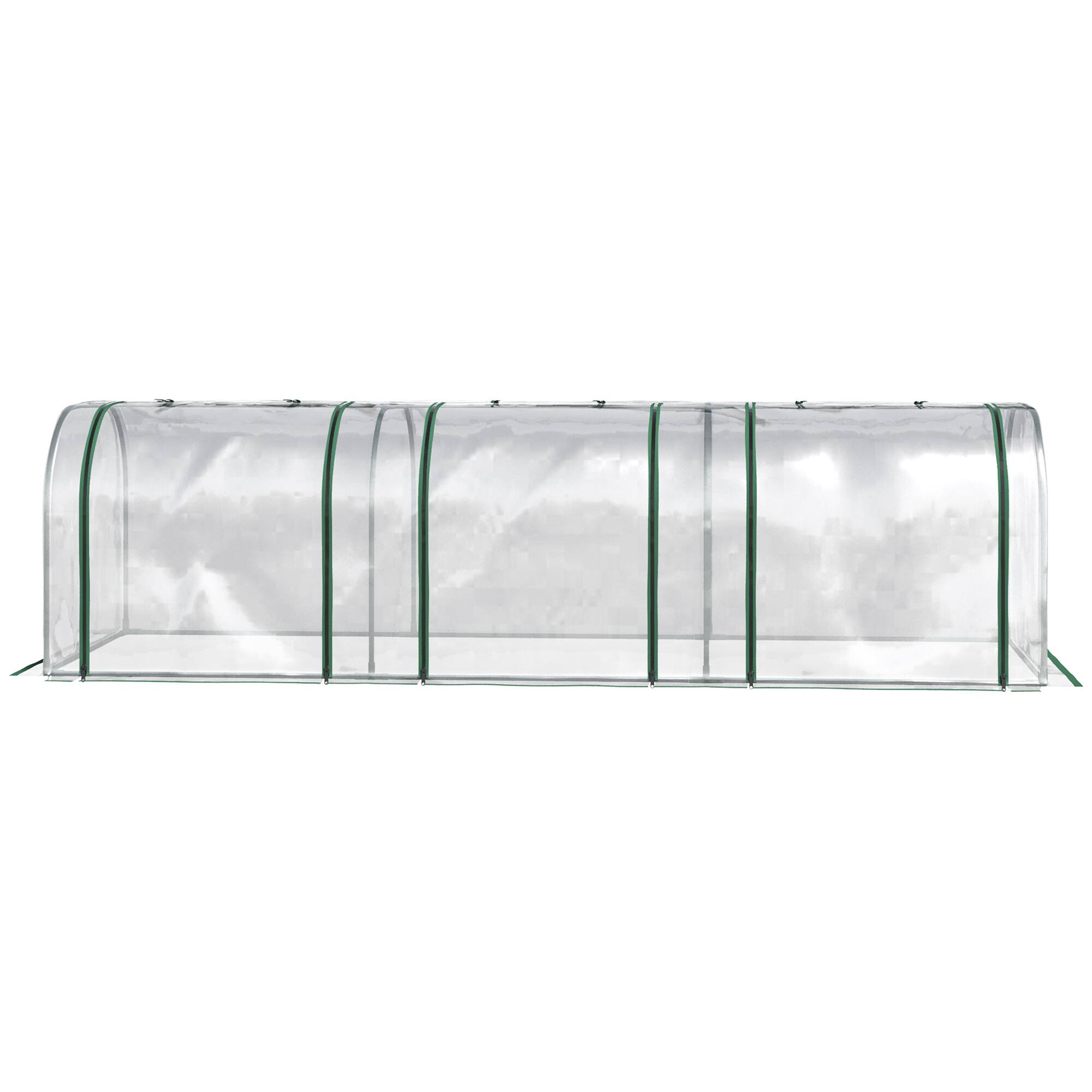 Alt View 8. Outsunny - 10' x 3' x 2.5' Mini Greenhouse, Portable Tunnel Green House with Roll-Up Zippered Doors, UV Waterproof Cover - Clear.