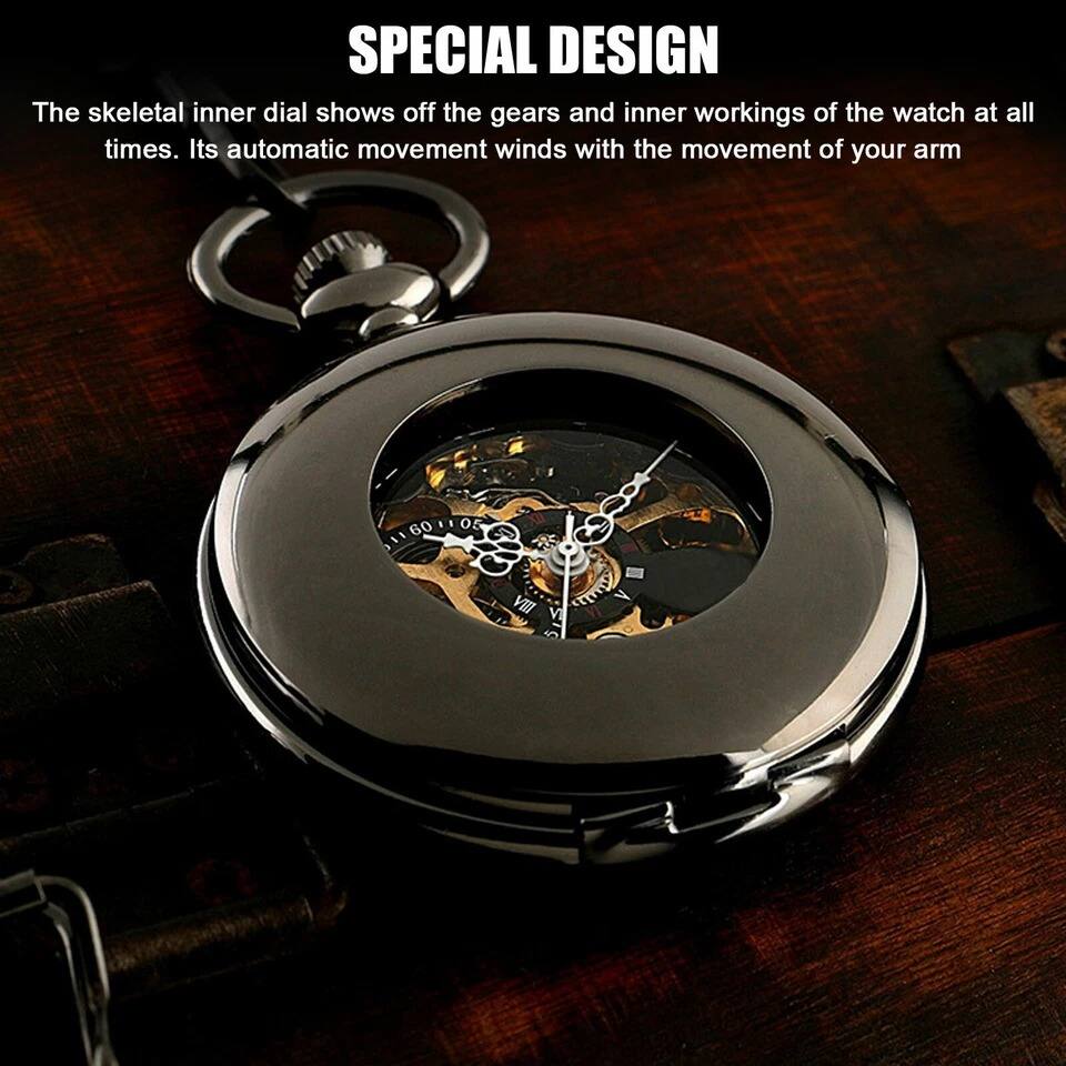 SPECIAL DESIGN

The skeletal inner dial shows off the gears and inner workings of the watch at all times. Its automatic movement winds with the movement of your arm.