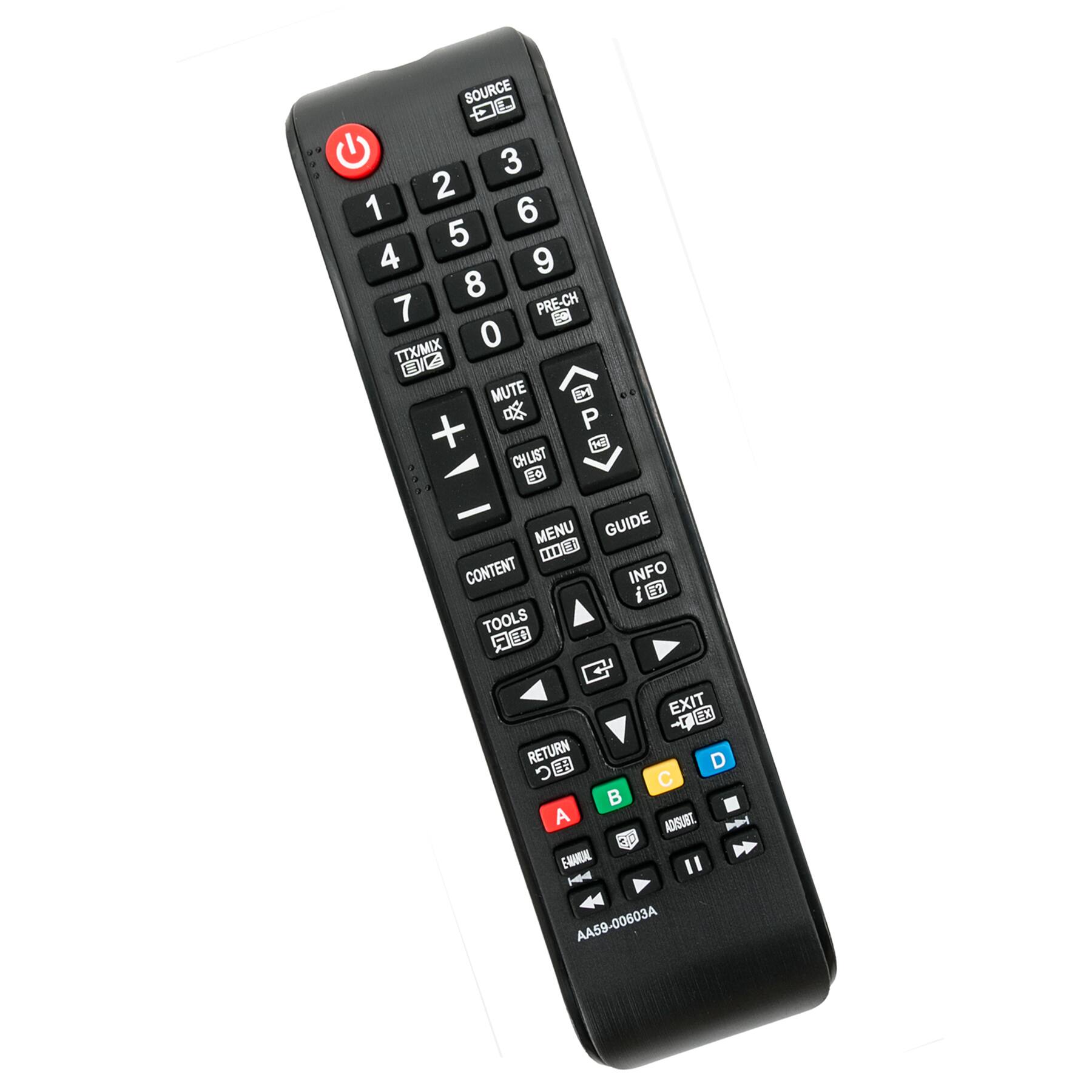 SOURCE E 3 2 1 6 5 4 9 8 7 PRE-CH BS TTX/MIX 0 E MUTE TH & P + 1 CHLIST   - MENU GUIDE HOL E CONTENT INFO i E? TOOLS E EXIT ET - RETURN D 3 C  A ADISUBT. - GAARAL " H AA59-00603A