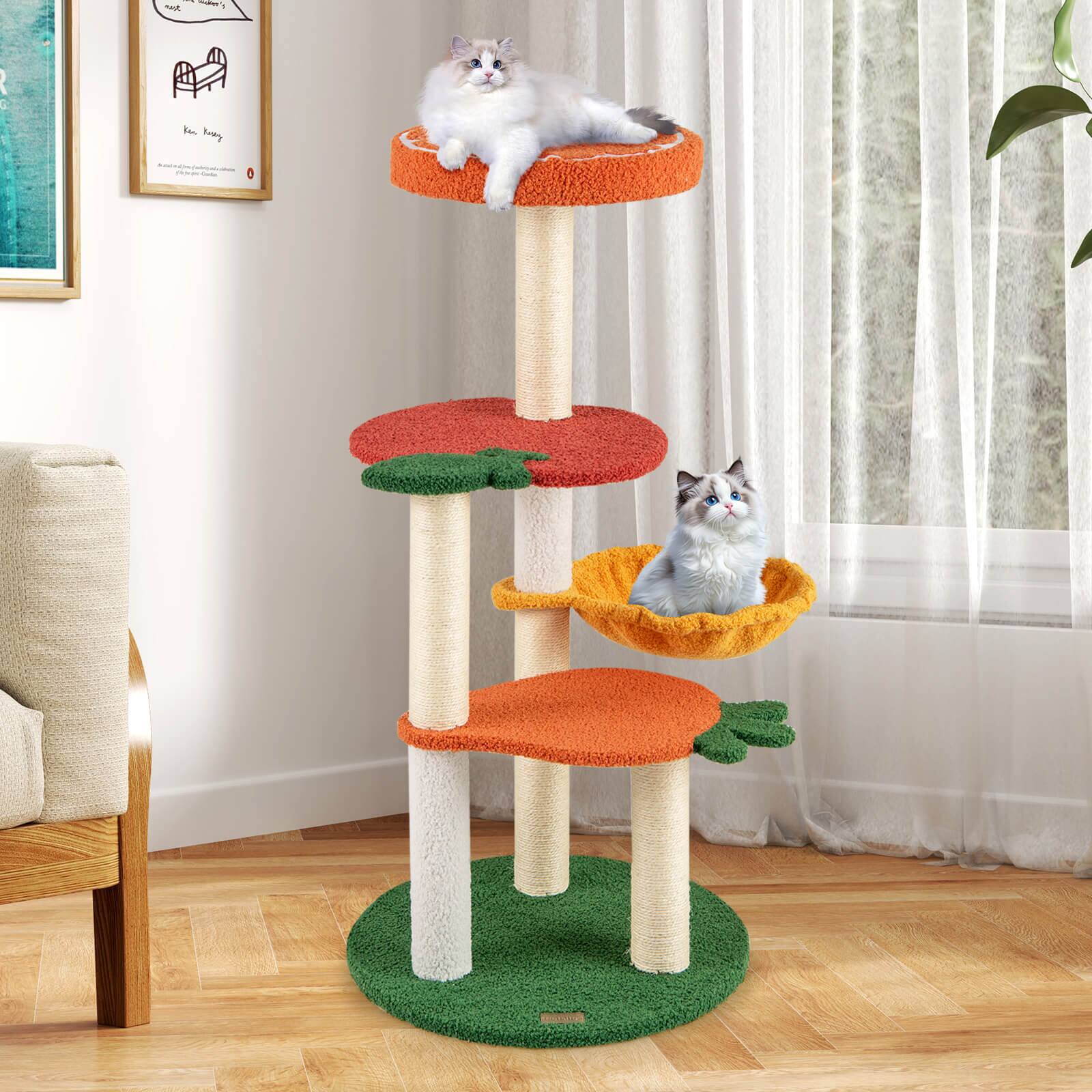 Alt View 1. Costway - Costway Fruit Style Cat Tree Multi-level Cat Tower w/Padded Top Perch Indoor Cat Climbing Frame - Orange,Red,Green,Yellow.