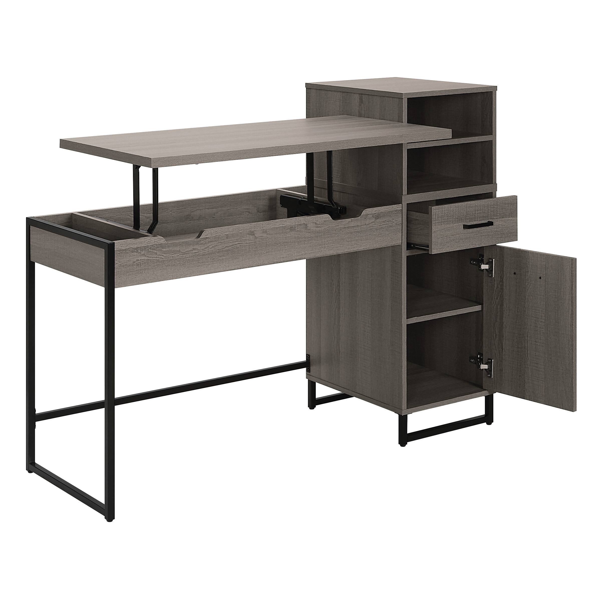 Alt View 12. OSP Home Furnishings - Hagney Lane 54" Wide Sit-To-Stand Desk - Farm Oak.