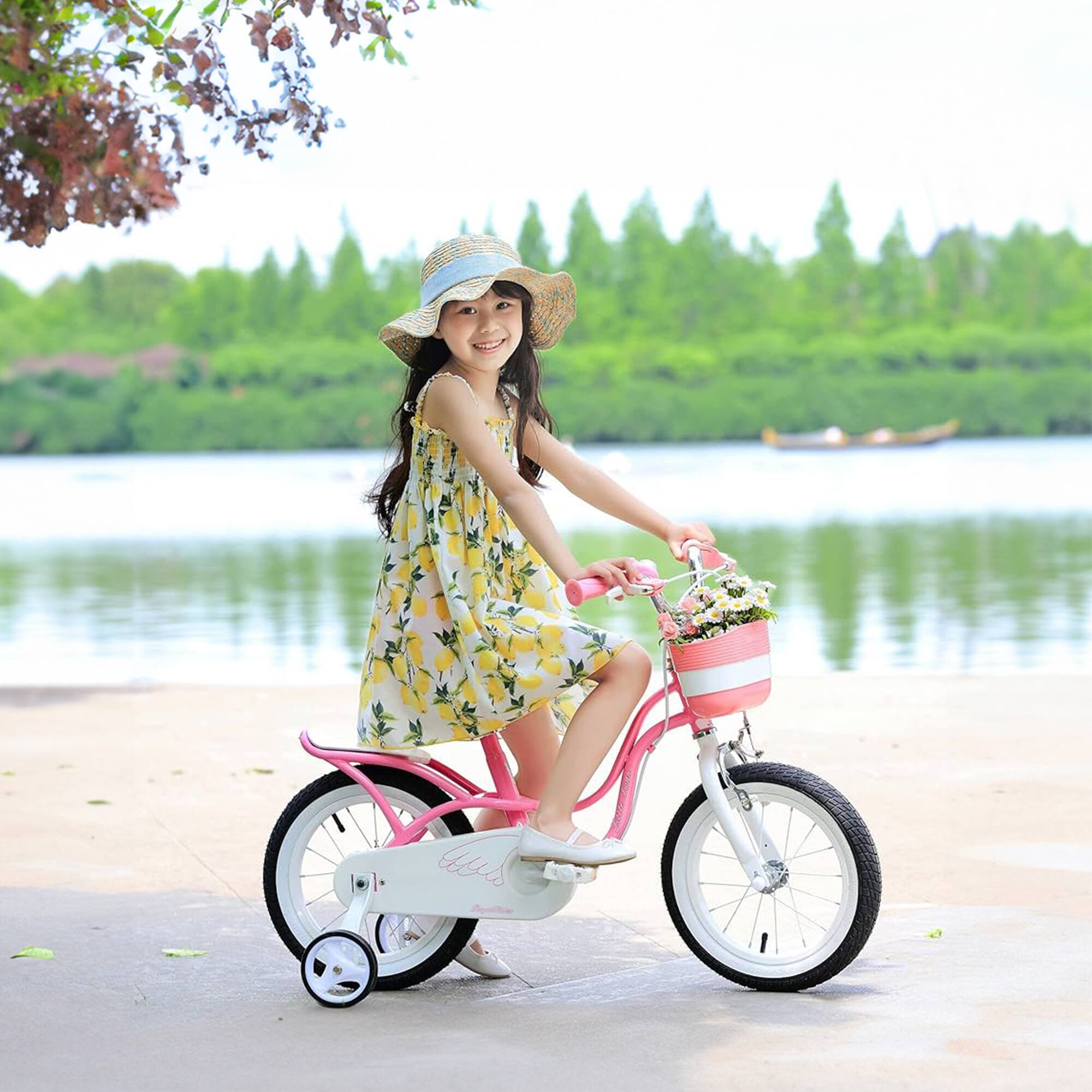 Alt View 5. RoyalBaby - RoyalBaby Little Swan 16" Carbon Steel Kids Bicycle with Dual Hand Brakes, Pink - Swan/Pink (2-Handlebrake).