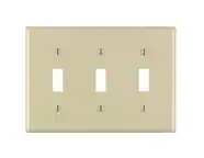 Front. Leviton - 86011 3-Gang Toggle Device Switch Wallplate, Standard Size, Thermoset, Device Mount - White.