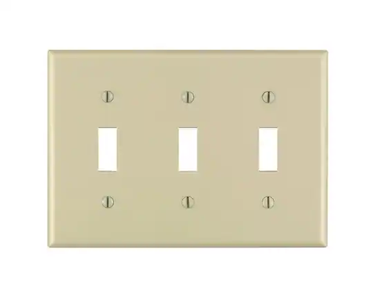 Front. Leviton - Leviton Ivory 3 gang Thermoset Plastic Toggle Wall Plate 1 pk - Ivory.