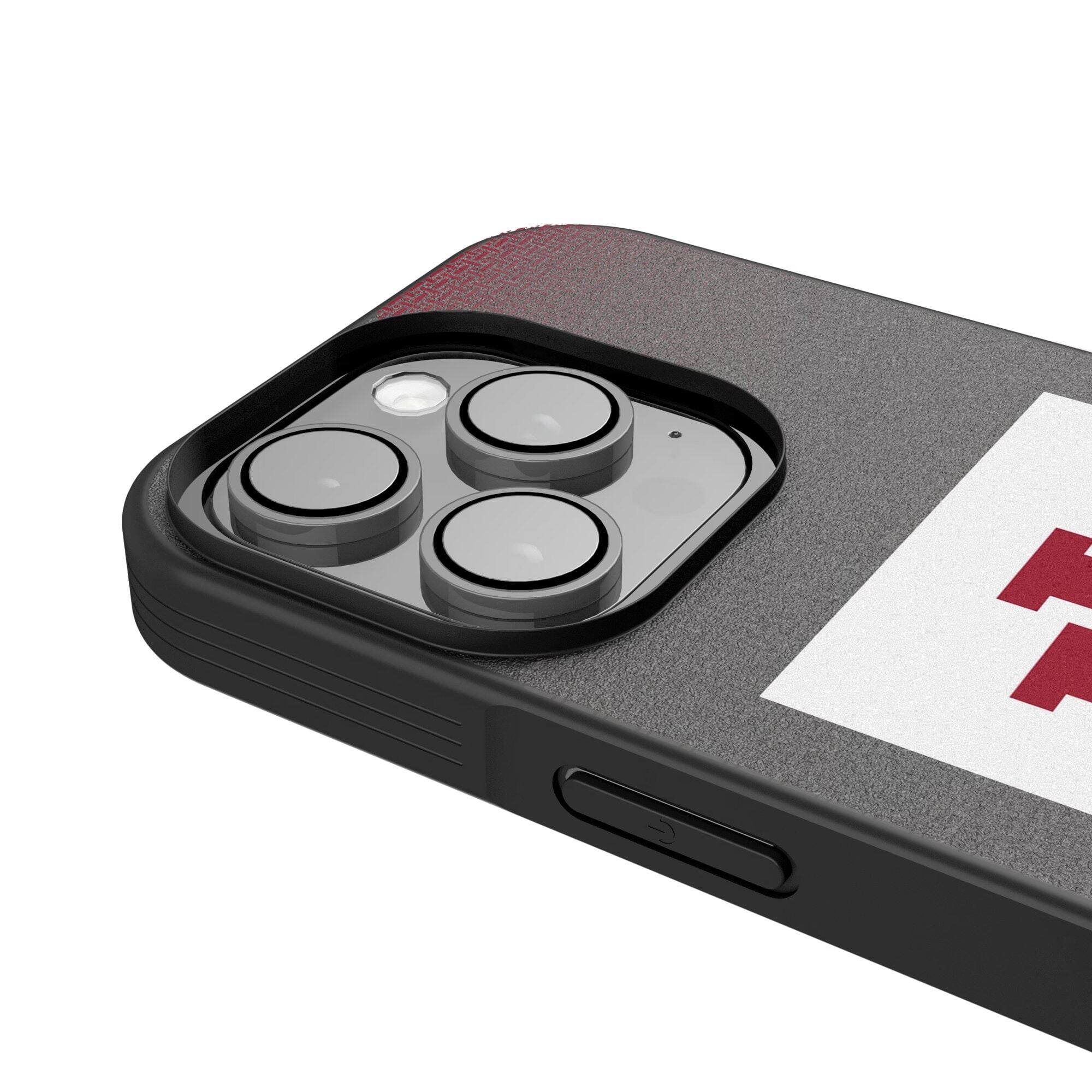 Alt View 3. Keyscaper - Indiana Hoosiers Linen Logo iPhone Bump Case - 13 Pro - Black.