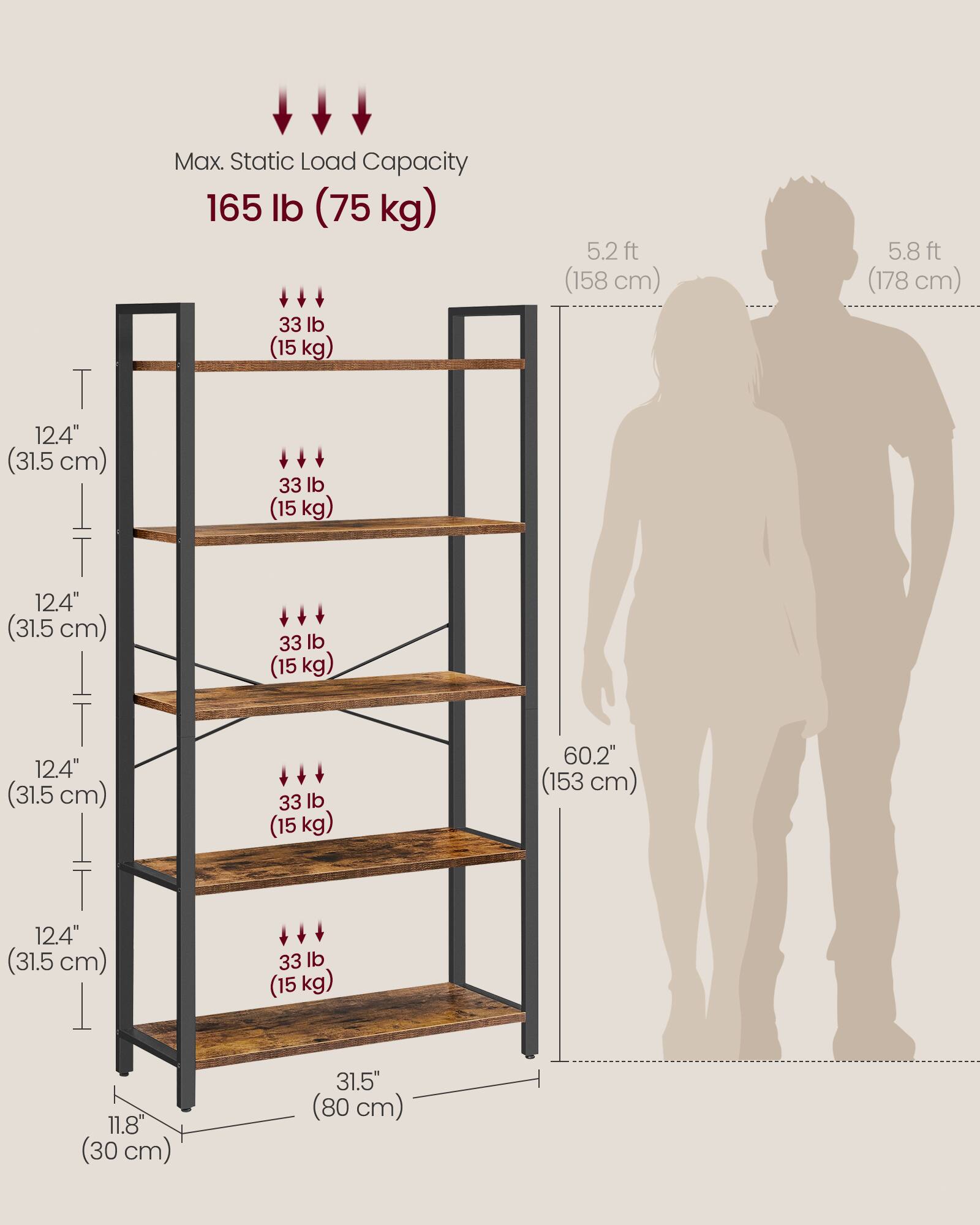 - Max. Static Load Capacity: 165 lb (75 kg)
- 12.4" (31.5 cm)
- 33 lb (15 kg)
- 5.2 ft (158 cm)
- 5.8 ft (178 cm)
- 60.2" (153 cm)
- 11.8" (30 cm)
- 31.5" (80 cm)