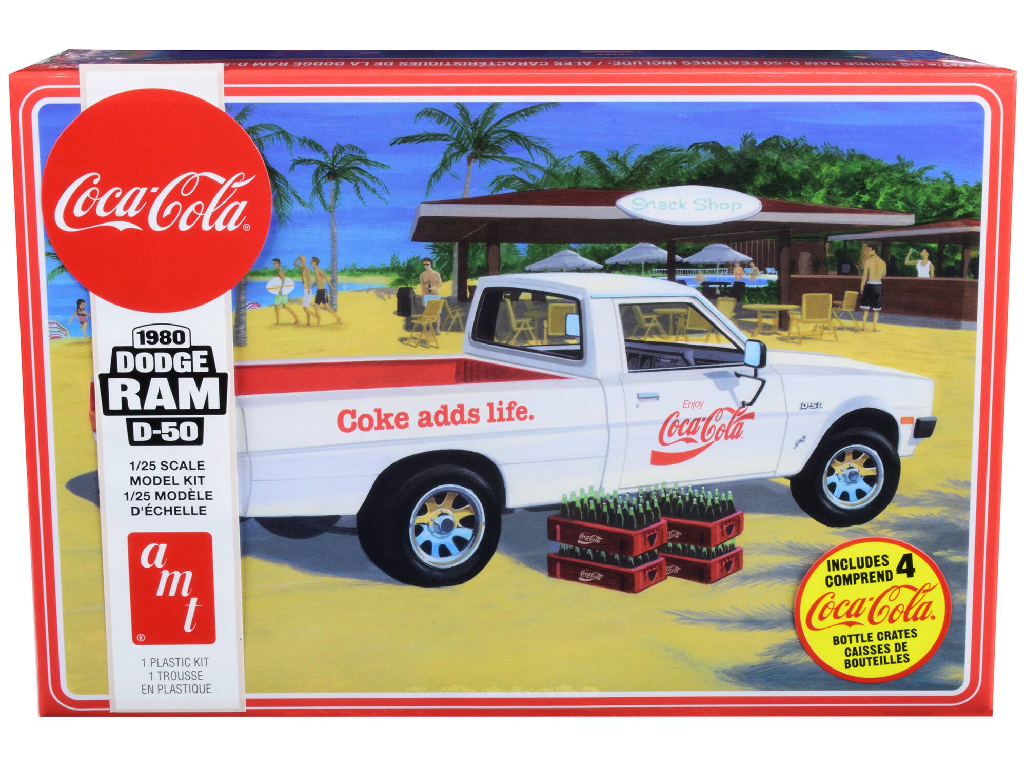 - NV8
- GARANTIES
- 13U111UN1
- FRATURES
- AO
- aagLC
- Coca-Cola. Snack Shop
- 1980 DODGE RAM D-50
- 1/25 SCALE MODEL KIT
- 1/25 MODÈLE D'ÉCHELLE
- Coke adds life. Enjoy Coca-Cola
- a m t
- 1 PLASTIC KIT
- 1 TROUSSE EN PLASTIQUE
- INCLUDES 4
- COMPREND Coca-Cola. BOTTLE CRATES
- CAISSES DE BOUTEILLES