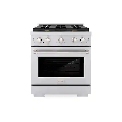 Front. ZLINE - 30" Paramount Gas Range w/ Convection Oven in Stainless Steel w/ 4 Brass Burners (SGR-BR-30) - Stainless Steel.