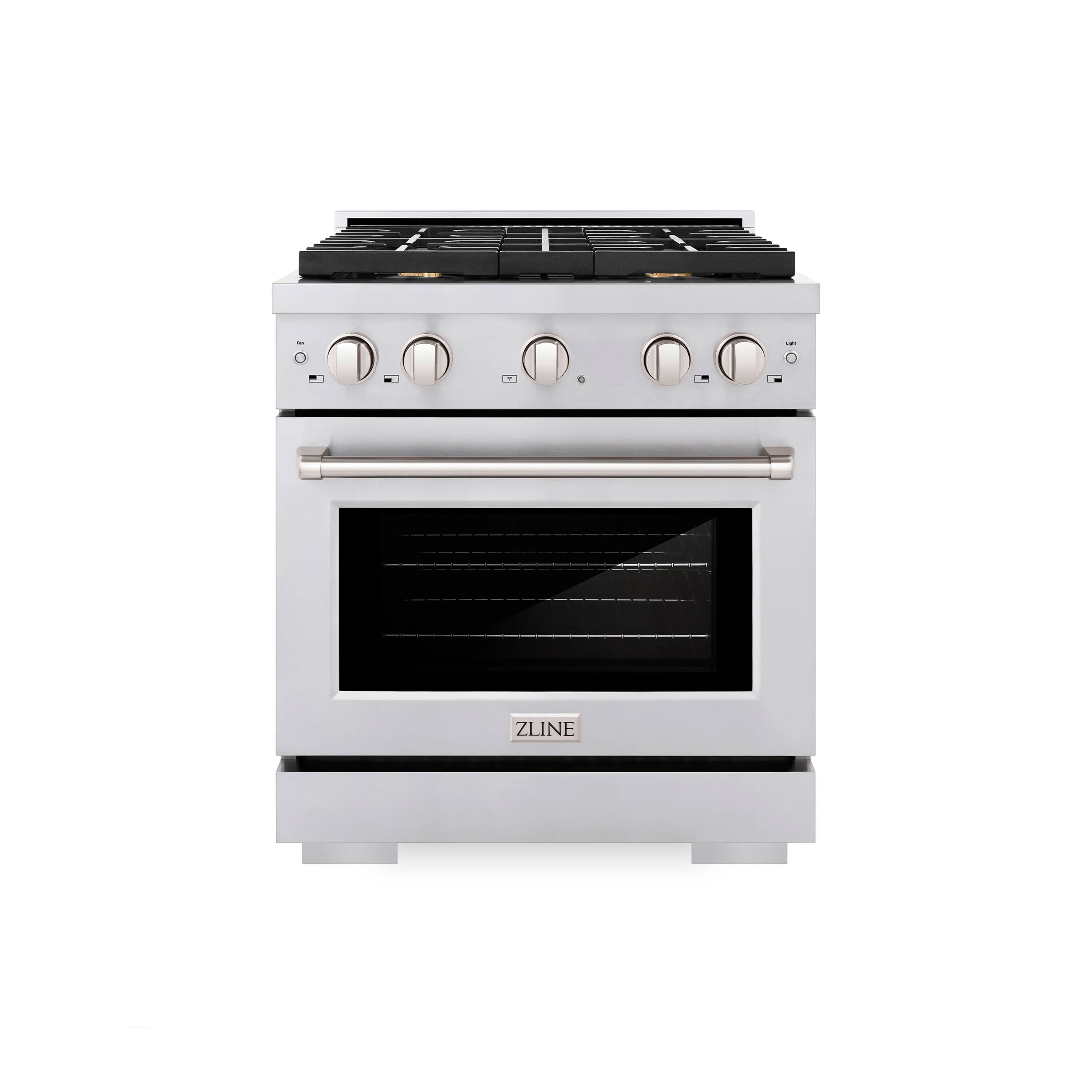 ZLINE - 30" Paramount Gas Range with Convection Oven with 4 Brass Burners (SGR-BR-30) - Stainless Steel
