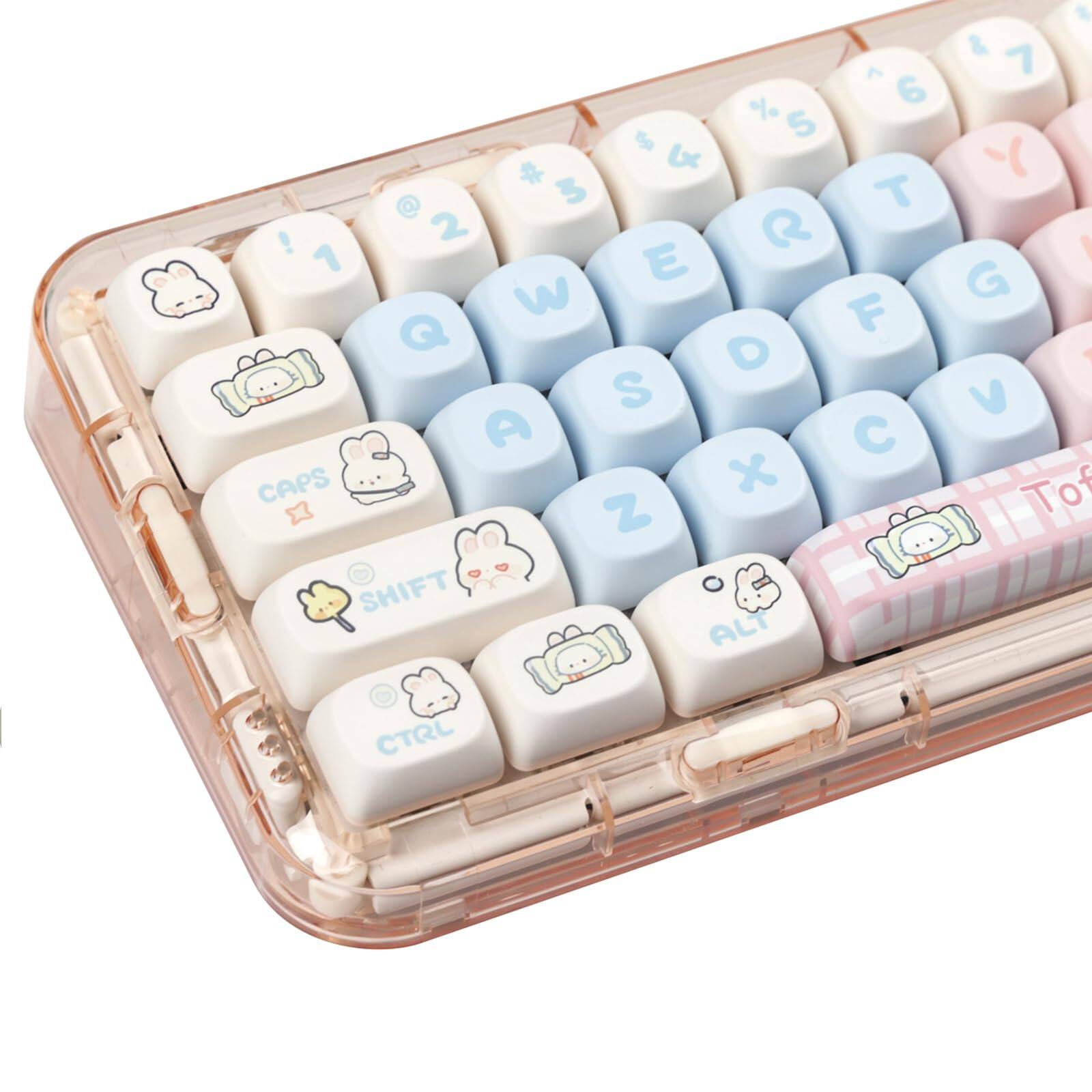 Stylel Star - Pink Pbt Keycaps Moa Profile Cute Keycap Set 139 Keys Milk Candy Rabbit Dye-syb For Mx Cherry Mechanical - Pink Rabbit