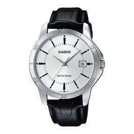 Casio - Men’s Silver Analog Watch with Leather Strap – MTP-V004L-7A - Black