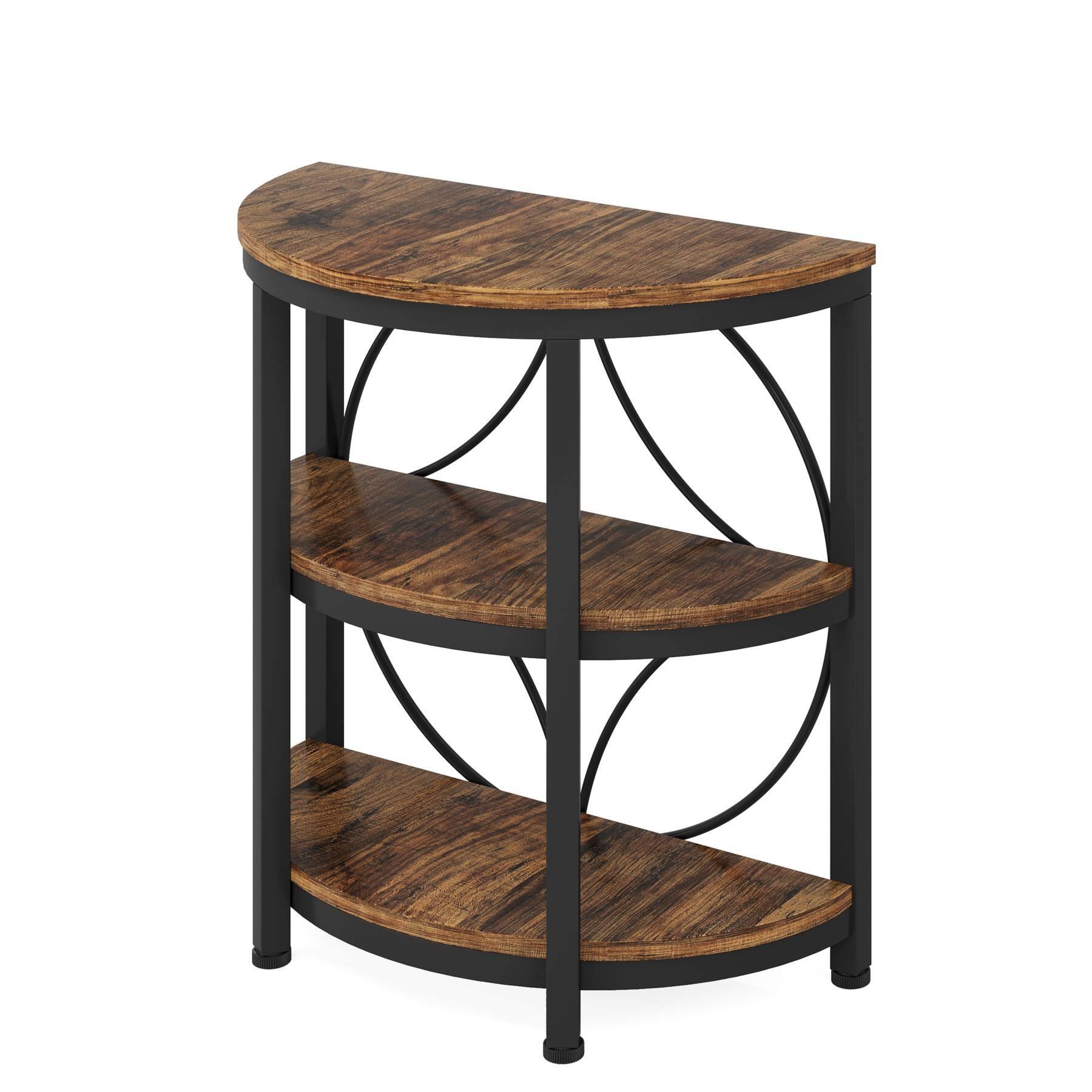 Alt View 3. Tribesigns - End Table with Engineered Wood Construction and Metal Legs for Books, Drinks and Everyday Essentials - Brown.