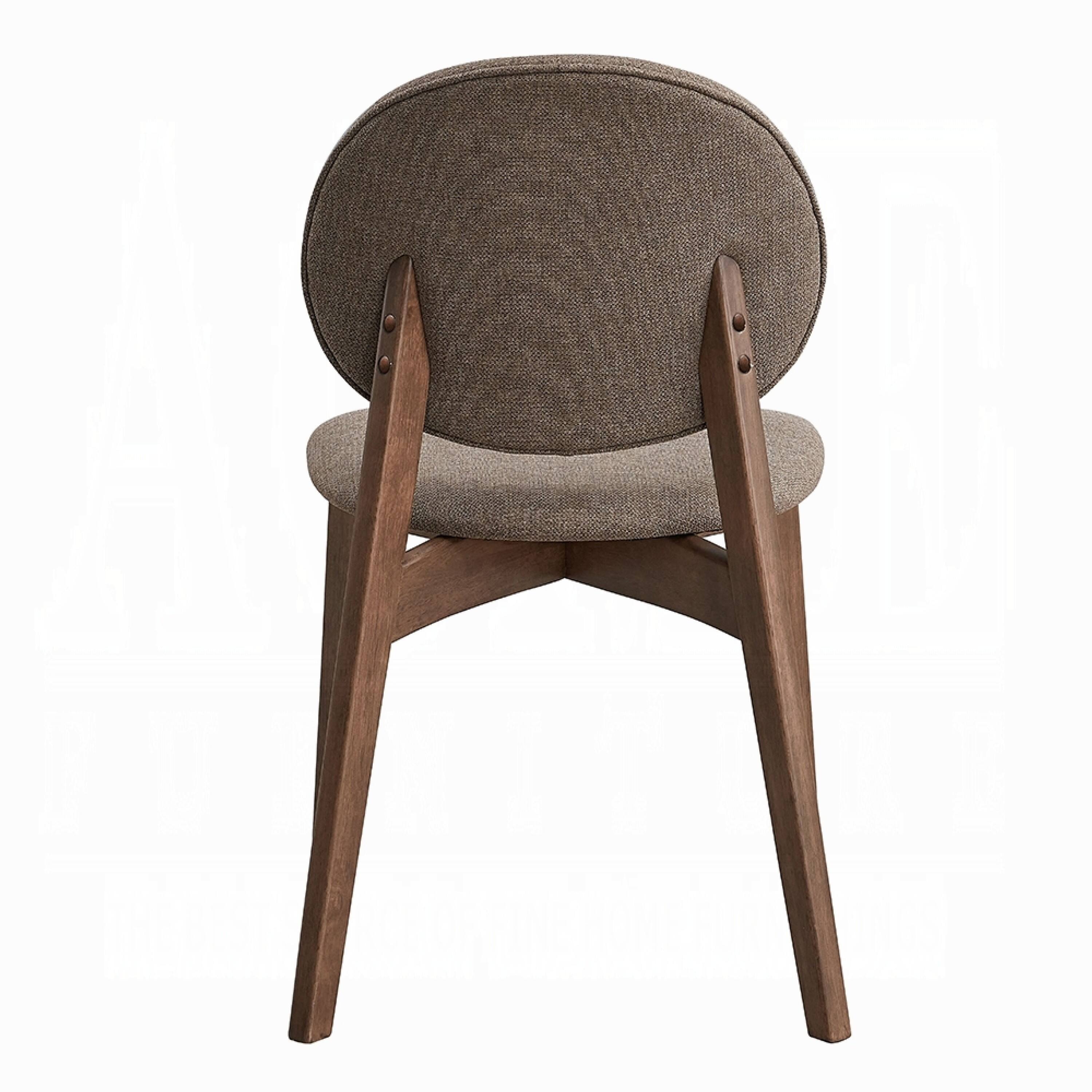 Alt View 3. Manhattan Lane - Hamza Side Dining Chair Set of 2, Light Brown Linen - Brown, Walnut Brown.