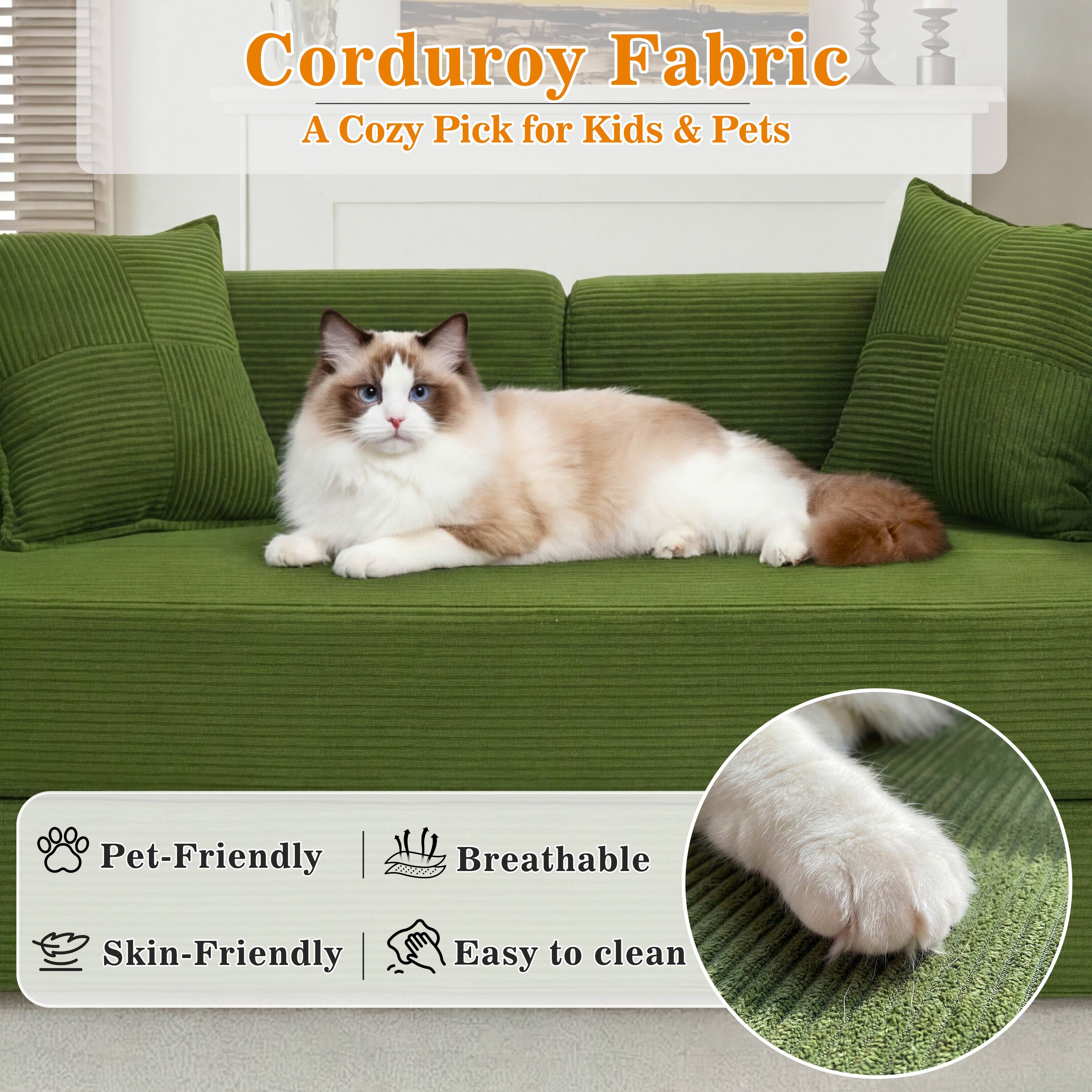 Corduroy Fabric  
A Cozy Pick for Kids & Pets

- Pet-Friendly
- Breathable
- Skin-Friendly
- Easy to clean