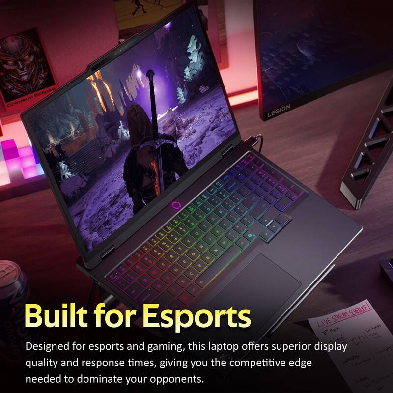 Eclipse Crimson LEGION ED - P f I D - - . - . - - s D - P i a .. + - - a + - 1 - . u a -  A S = 1 - G - F > - - E . Built for LIVE STREAMS! Esports 3 Paeie   enovo  Designed for esports and gaming, this laptop offers superior display quality and response times, giving you the competitive edge needed to dominate your opponents. Ecdogi, TWITCH Ack WET