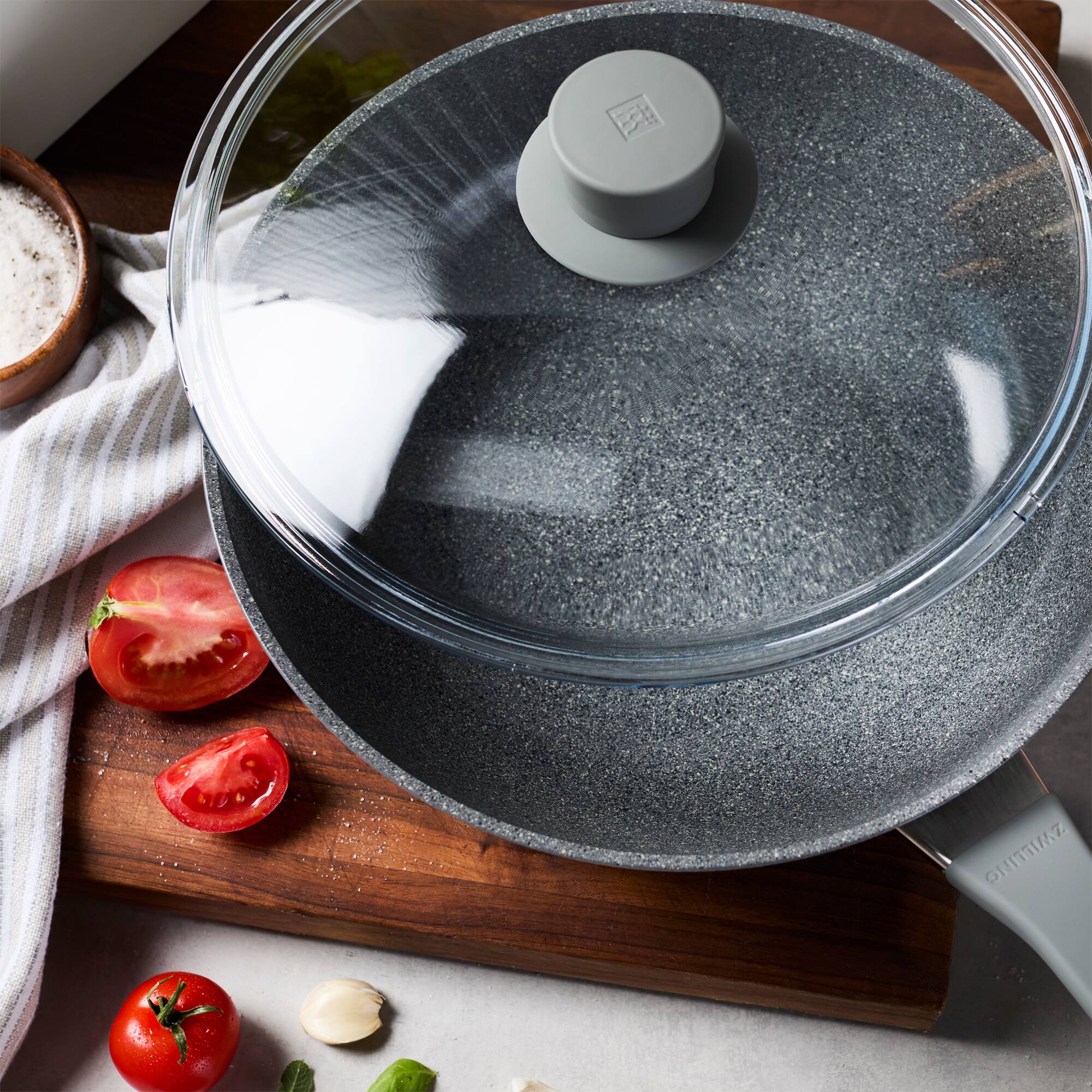 Alt View 5. ZWILLING - ZWILLING Parma Plus Ceramic 11-inch Aluminum Ceramic Nonstick Wok with Lid - Grey.