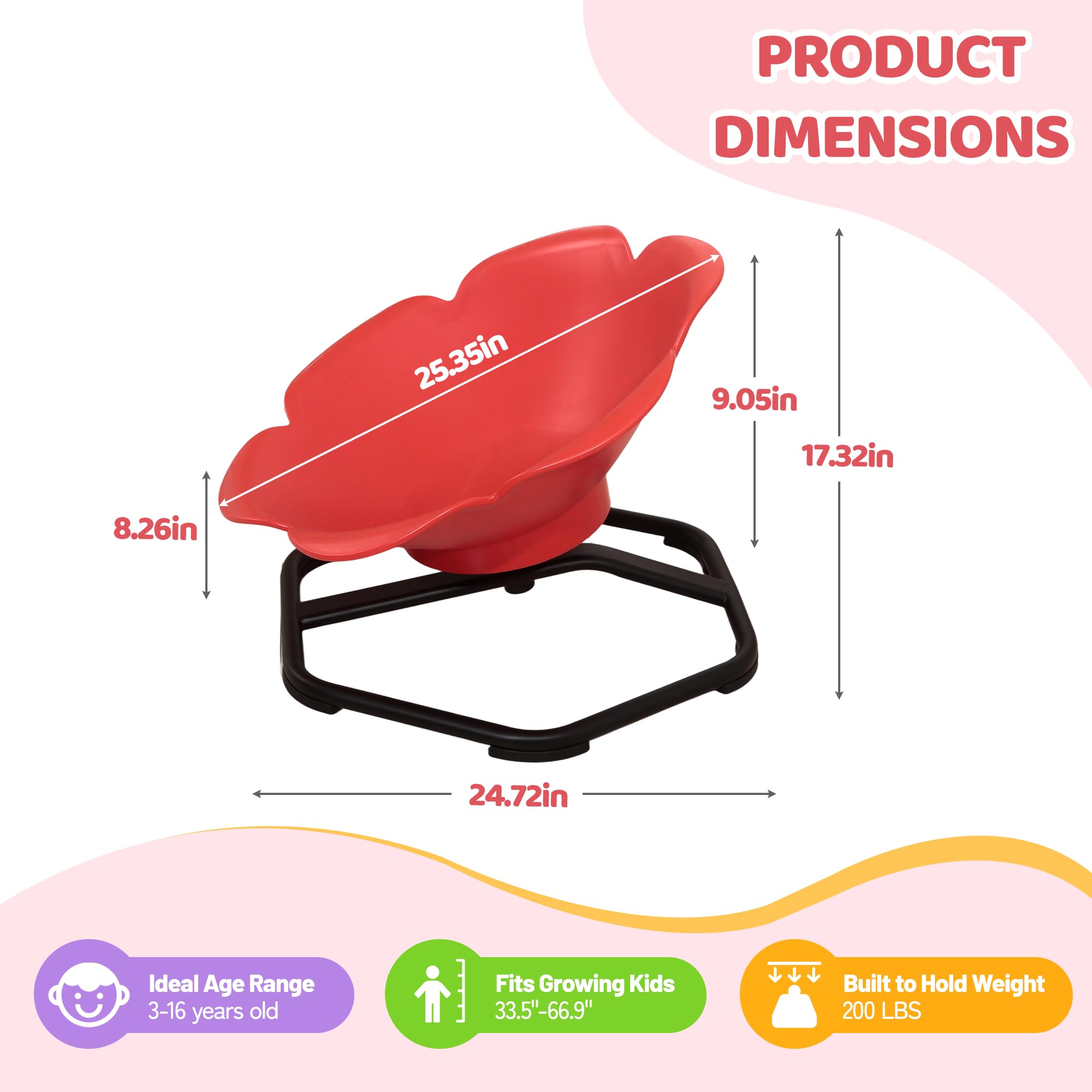 PRODUCT DIMENSIONS  
25.35in x 9.05in x 17.32in x 8.26in x 24.72in  
Ideal Age Range: 3-16 years old  
Fits Growing Kids: 33.5"-66.9"  
Built to Hold Weight: 200 LBS