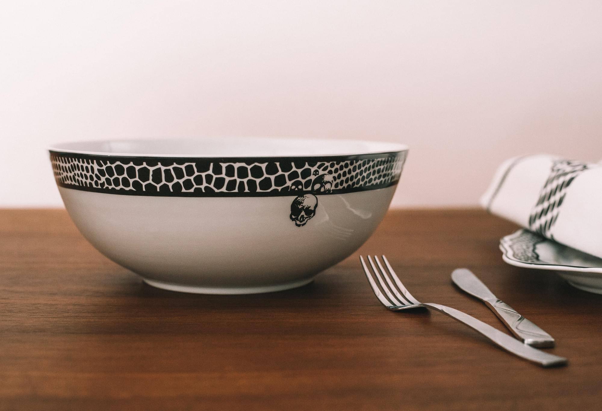 Alt View 2. Ukonic - Harry Potter Voldemort Death Eater Ceramic Large Serving Bowl | 10.5-Inch Bowl - White.