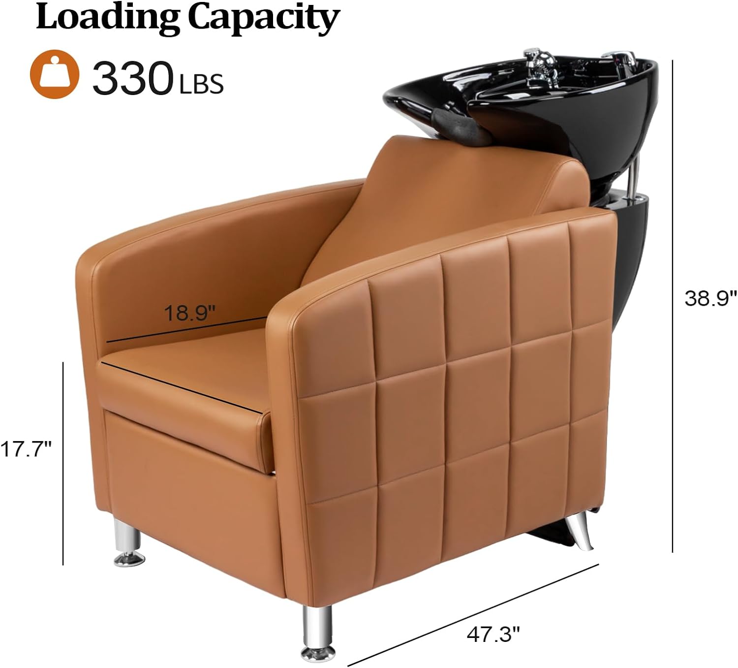 Loading Capacity: 330 LBS  
Dimensions: 18.9" x 38.9" x 17.7" x 47.3"
