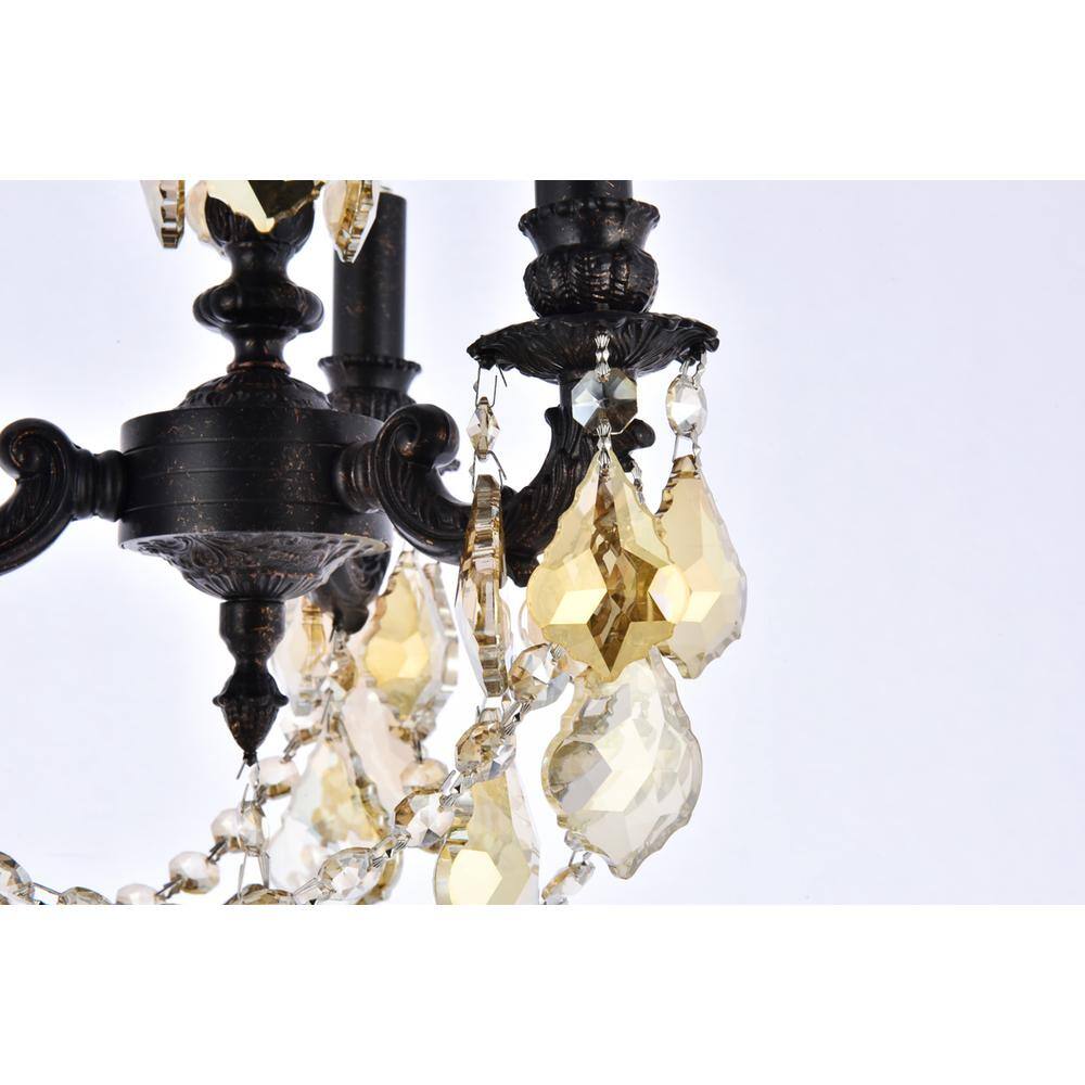 Alt View 1. Elegant Lighting - Lillie 3 light Dark Bronze Pendant Clear Royal Cut Crystal - Dark Bronze.